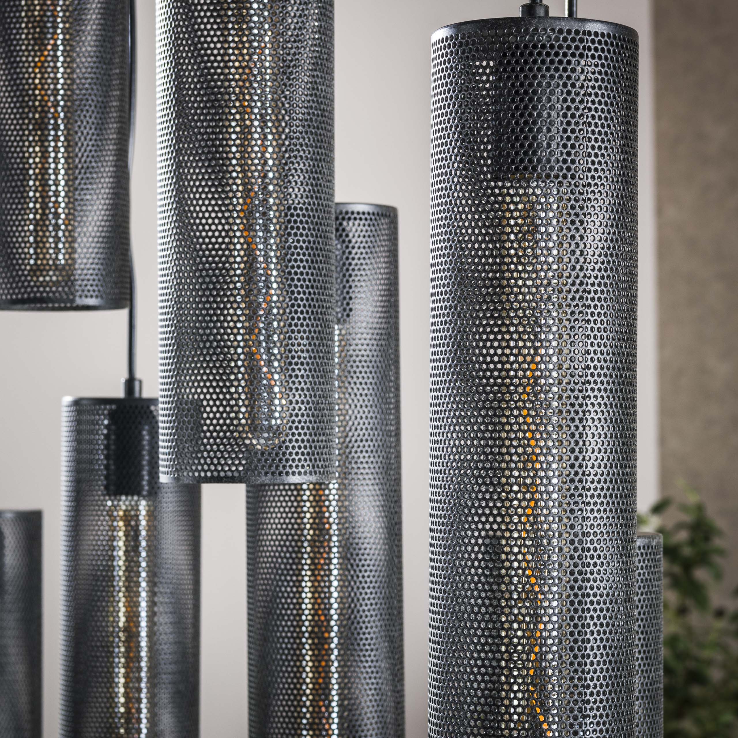 Hanglamp Tube Mesh | 5+4-Lichts | Artic zwart