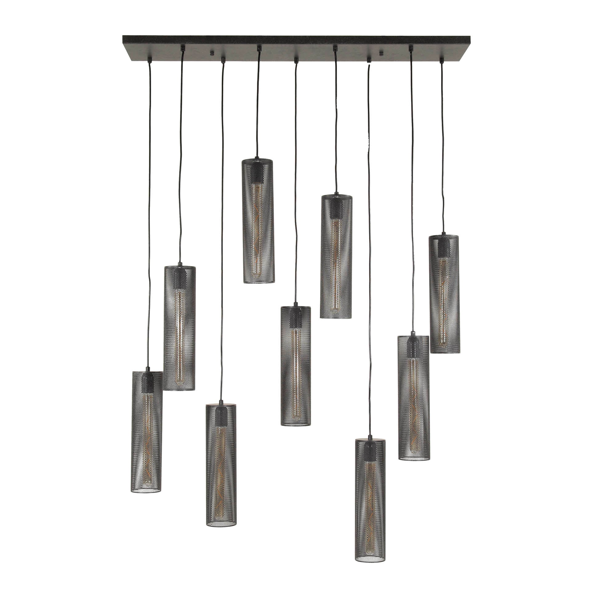 Hanglamp Tube Mesh | 5+4-Lichts | Artic zwart