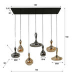 Hanglamp Karaf | 4+3-Lichts | Artic zwart