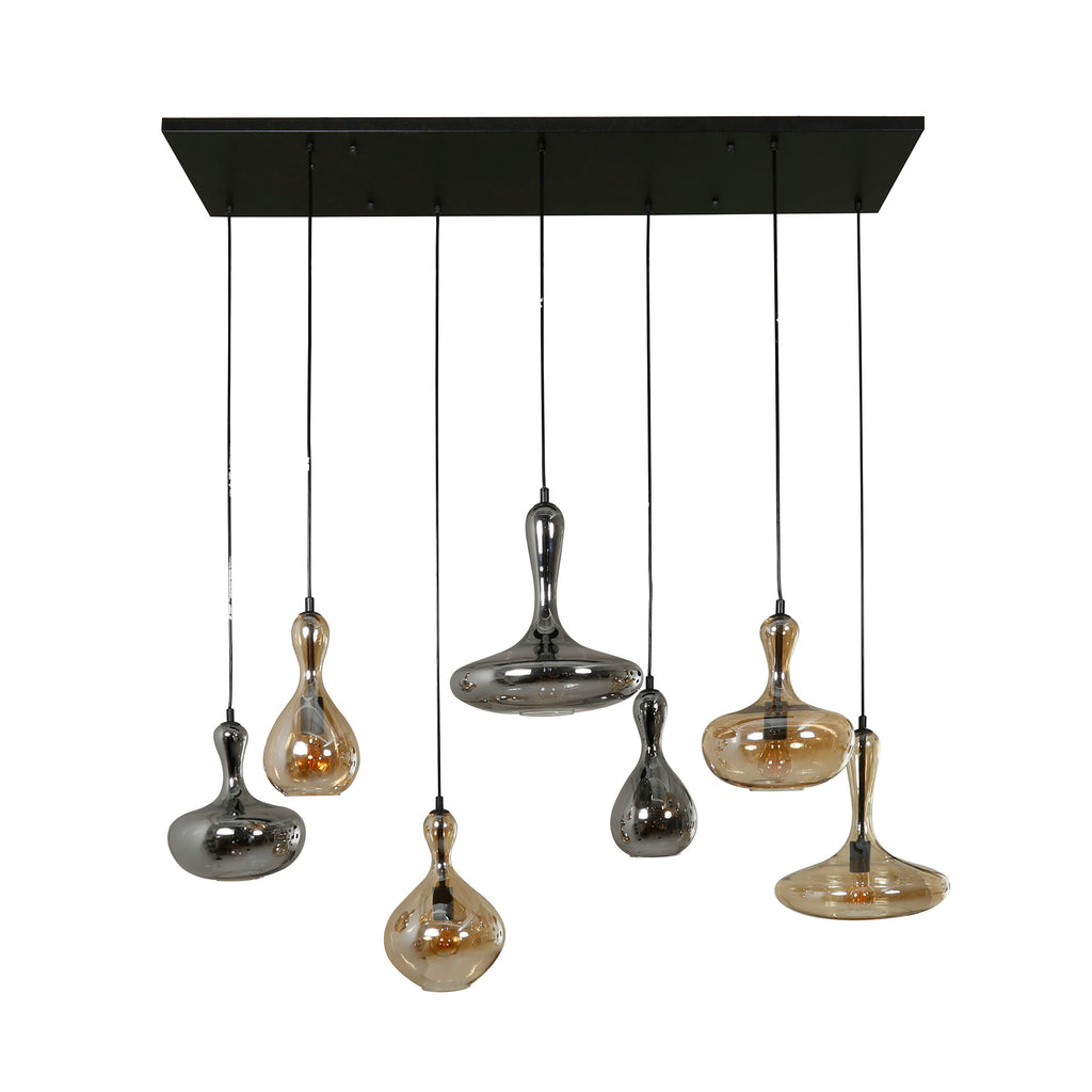 Hanglamp Karaf | 4+3-Lichts | Artic zwart