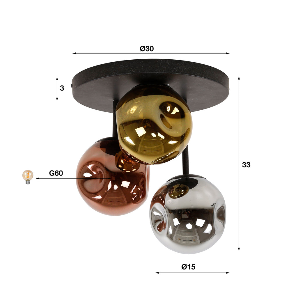 Plafondlamp Stellar | 3-Lichts | Artic zwart