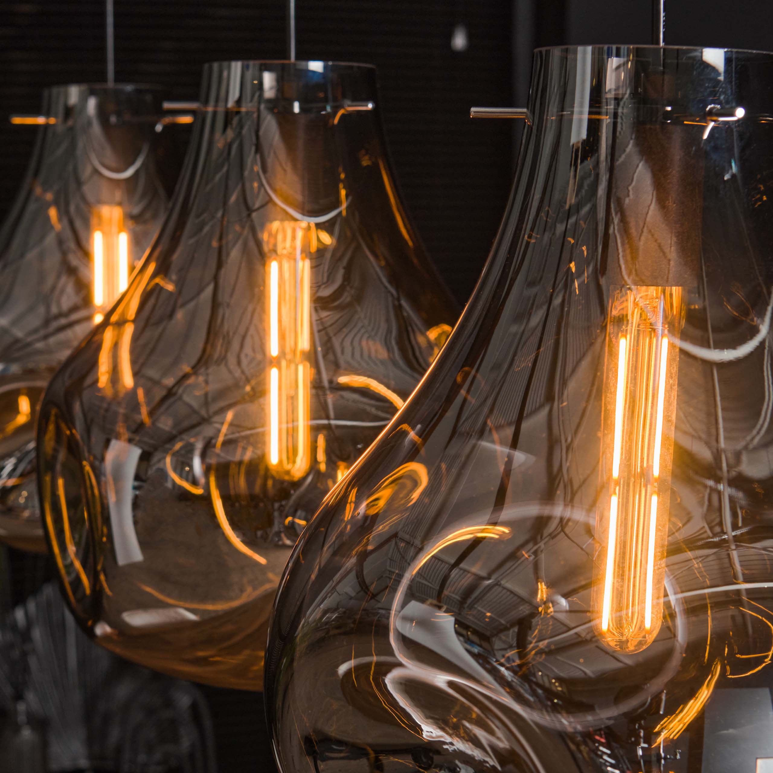 Hanglamp Dent Glass | 3-Lichts | Artic zwart