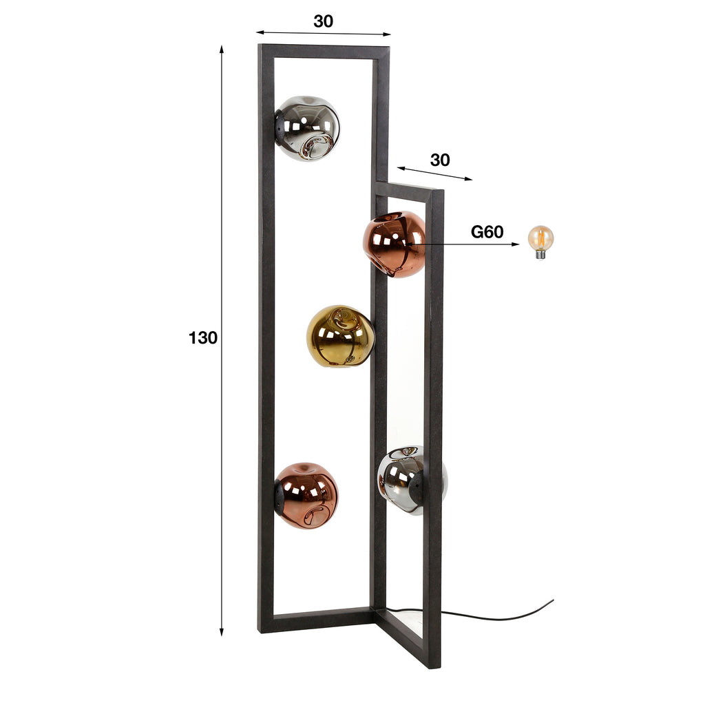 Vloerlamp Stellar | 5-lichts | Artic zwart