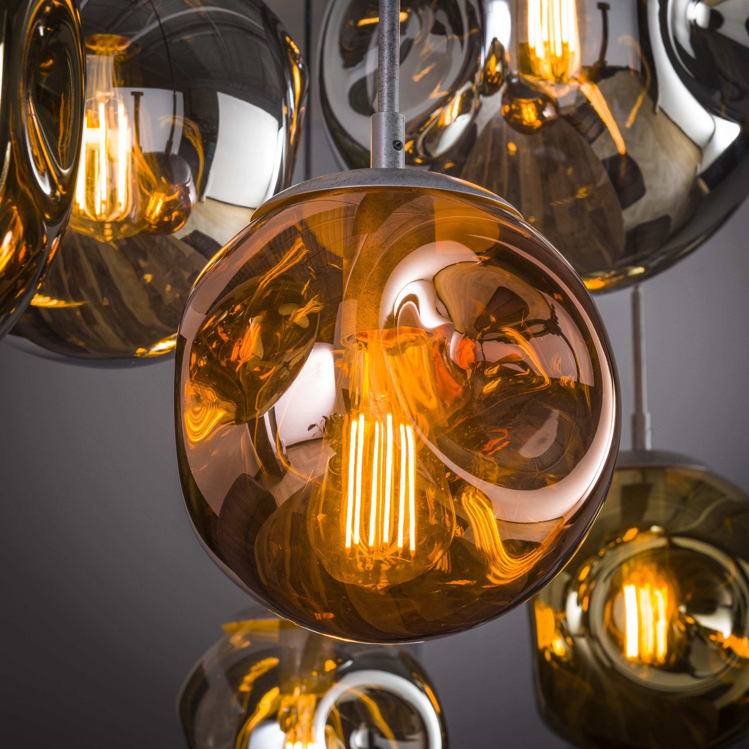 Hanglamp Stellar | 4+3-Lichts | Oud zilver