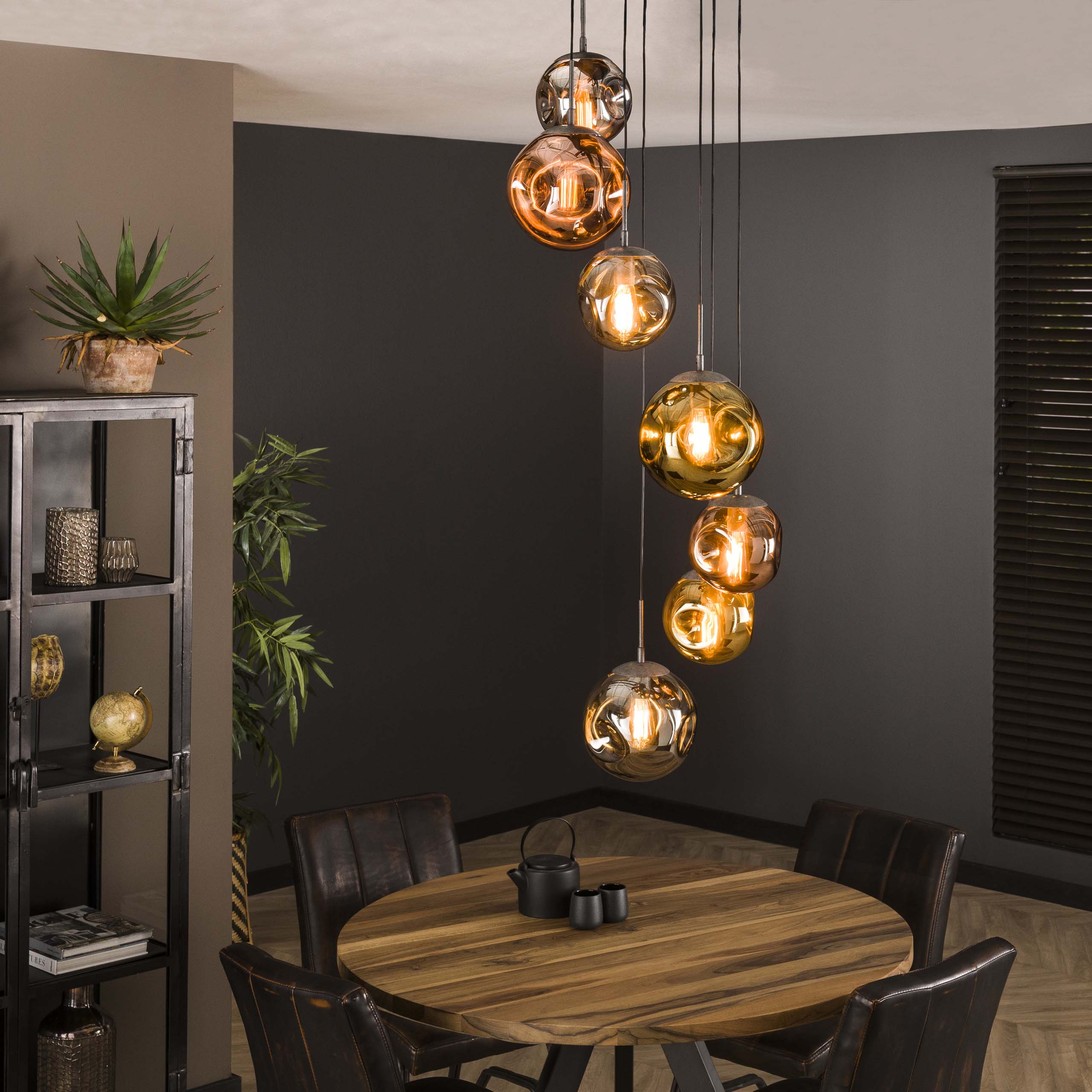 Hanglamp Stellar | 7-Lichts | Getrapt | Oud zilver