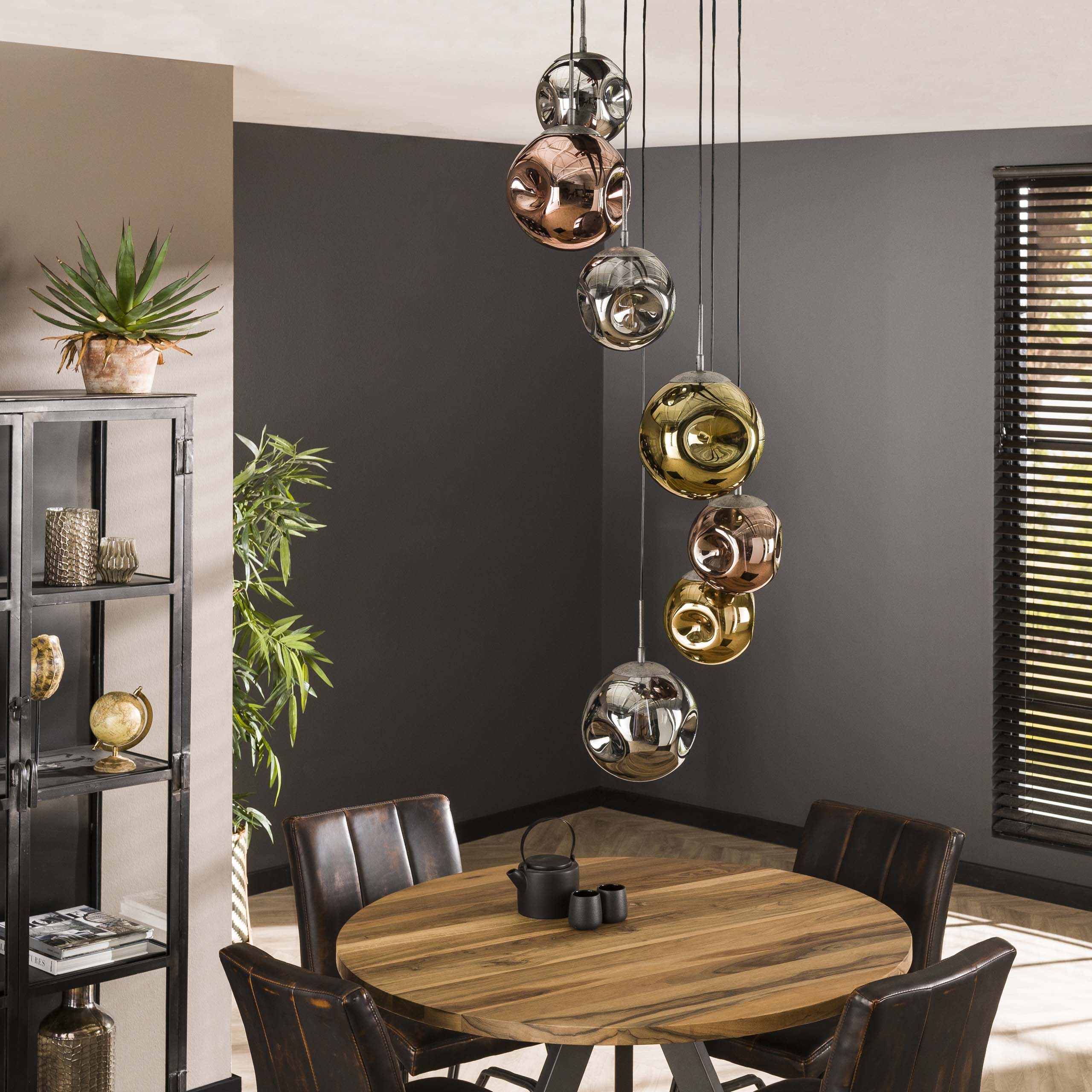 Hanglamp Stellar | 7-Lichts | Getrapt | Oud zilver