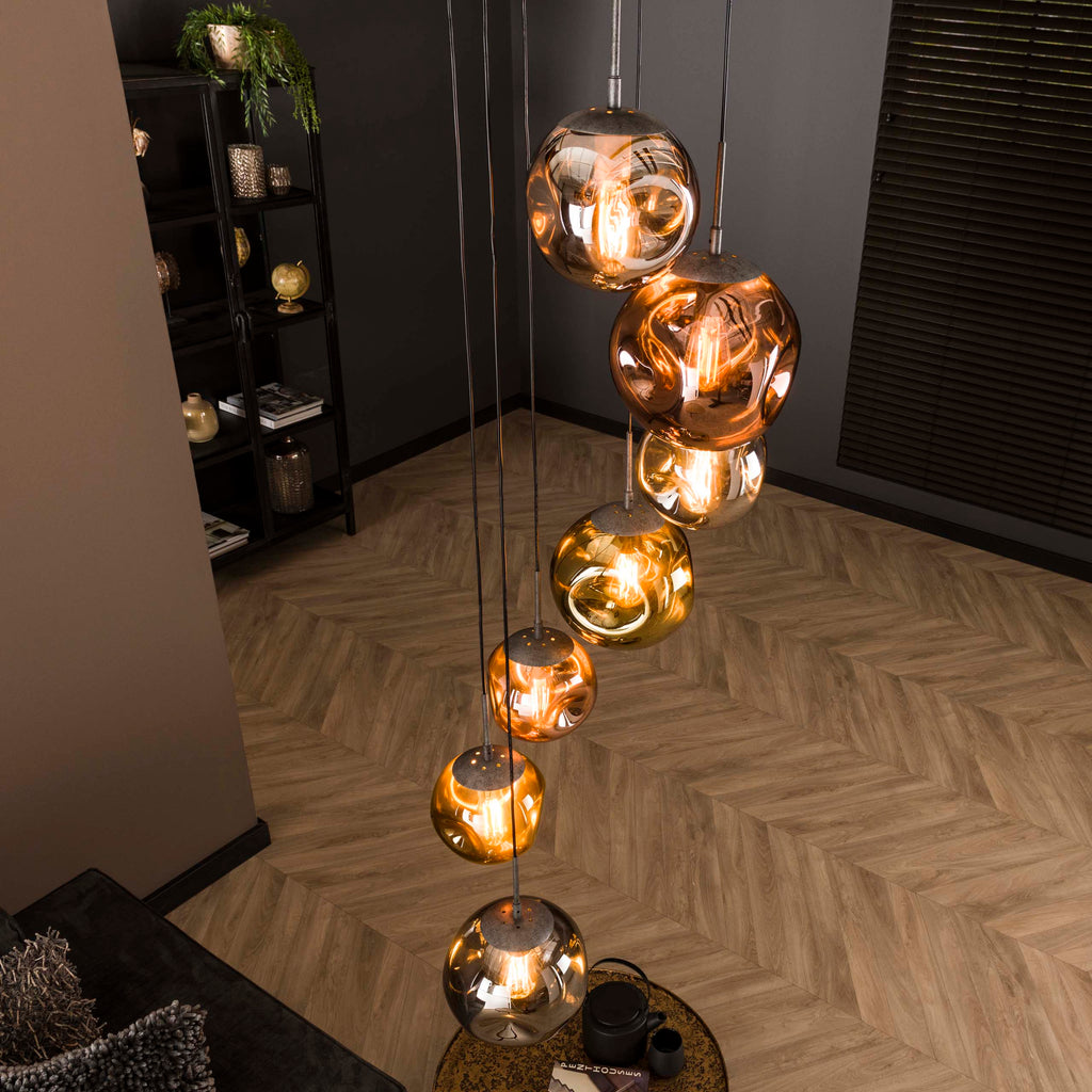 Hanglamp Stellar | 7-Lichts | Getrapt | Oud zilver