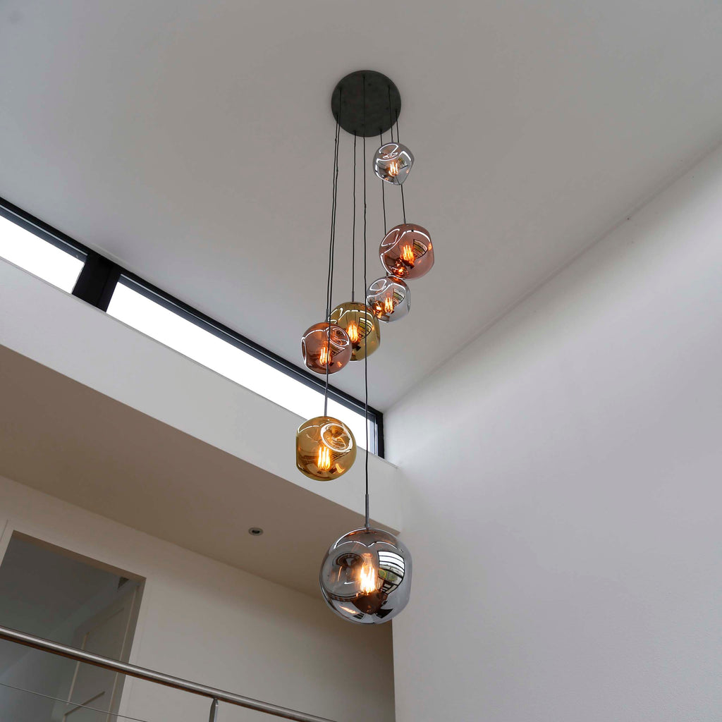 Hanglamp Stellar | 7-Lichts | Getrapt | Oud zilver