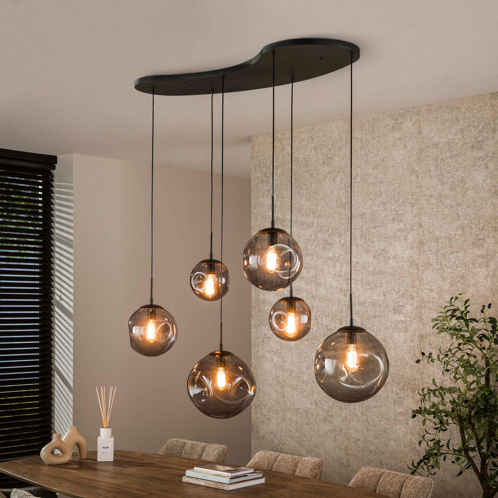 Hanglamp Stellar Black | 6-Lichts | Artic zwart