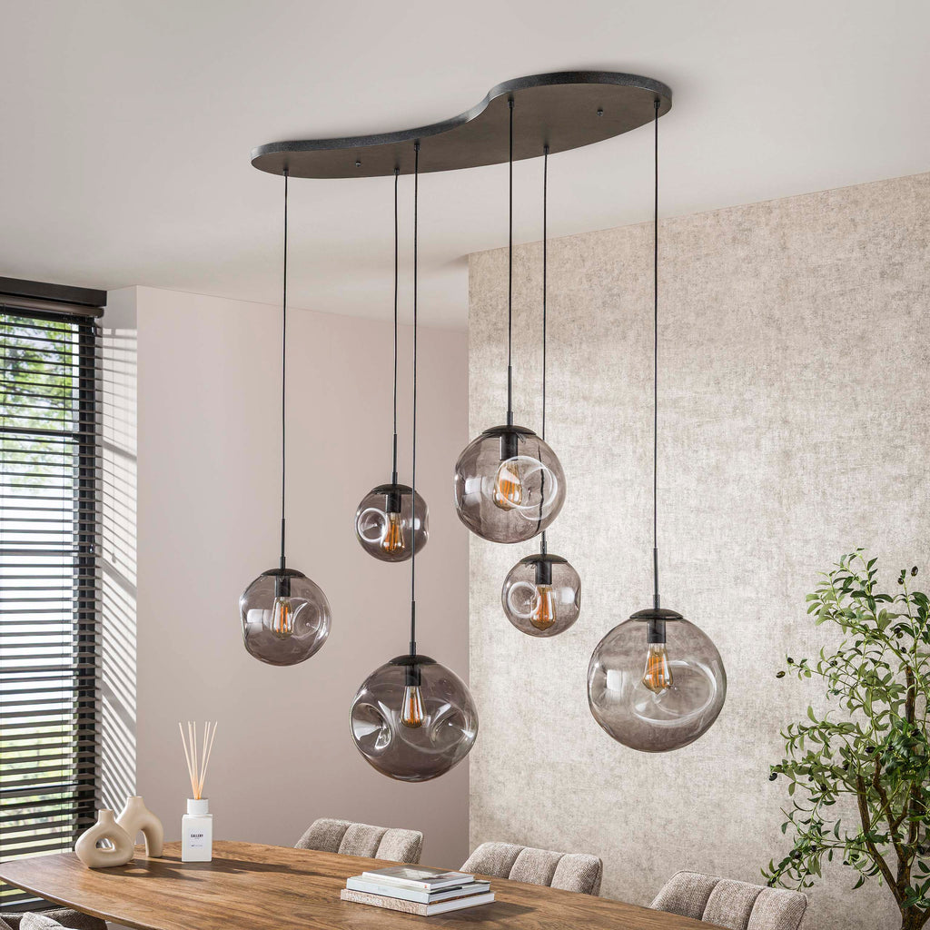 Hanglamp Stellar Black | 6-Lichts | Artic zwart