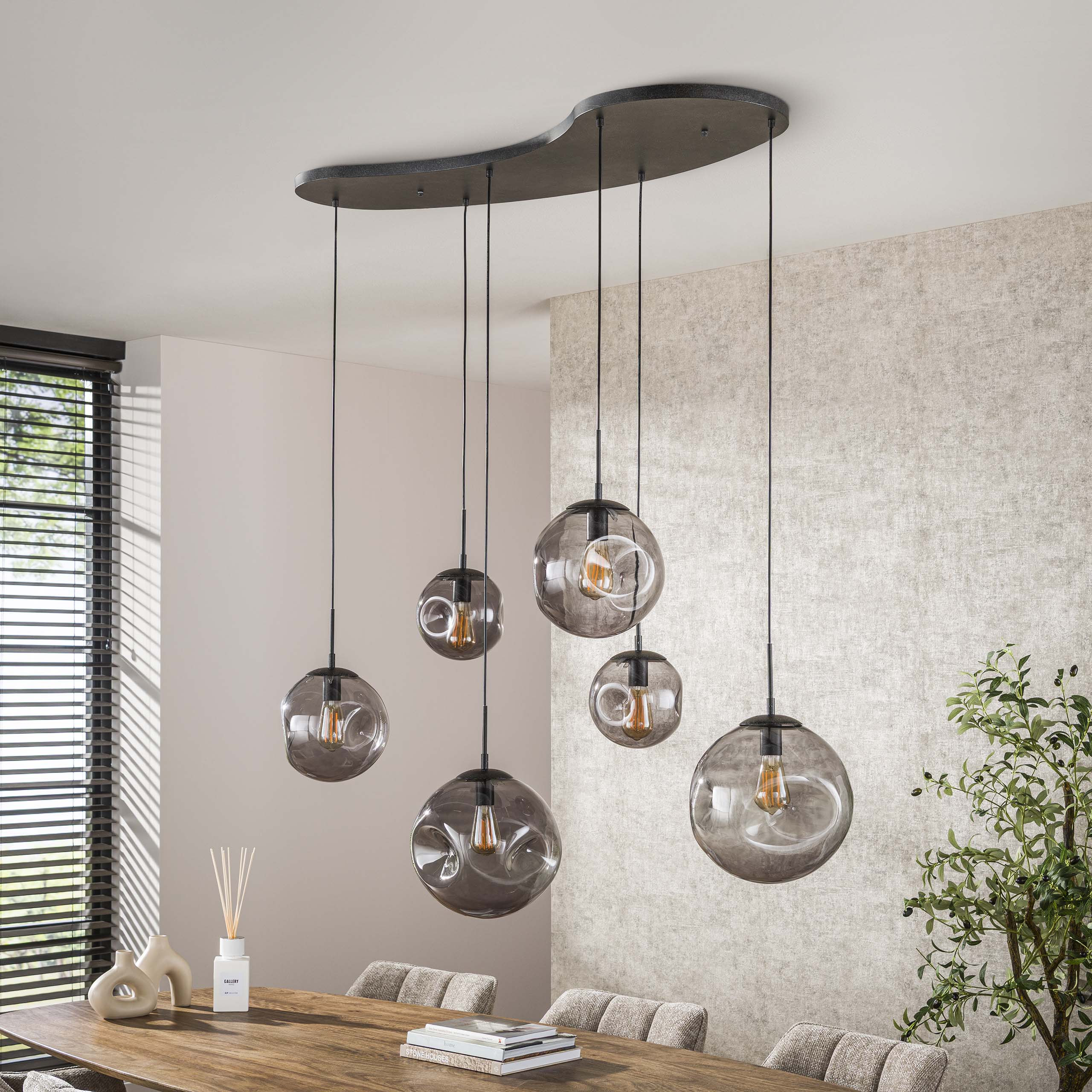 Hanglamp Stellar Black | 6-Lichts | Artic zwart