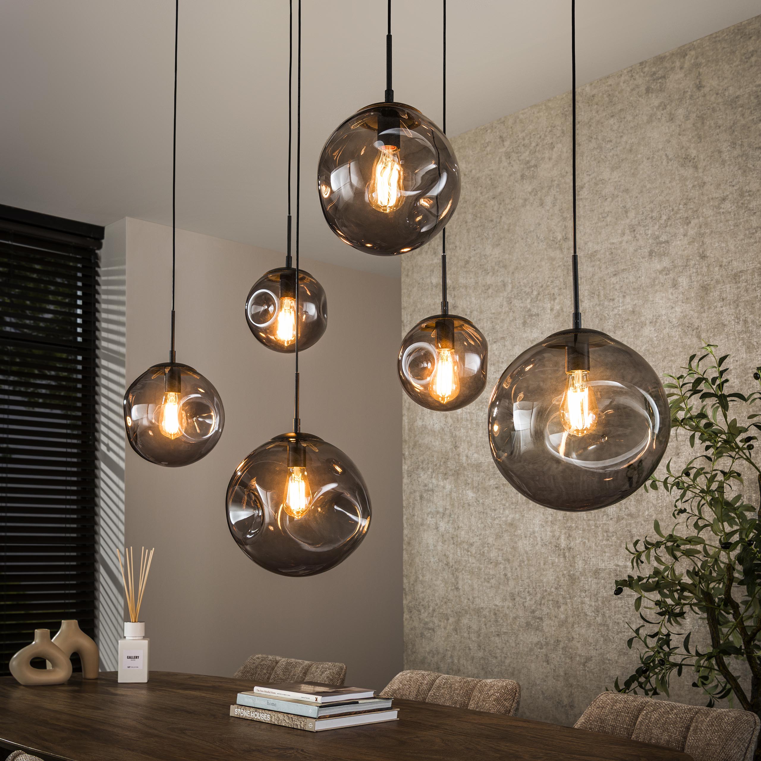 Hanglamp Stellar Black | 6-Lichts | Artic zwart
