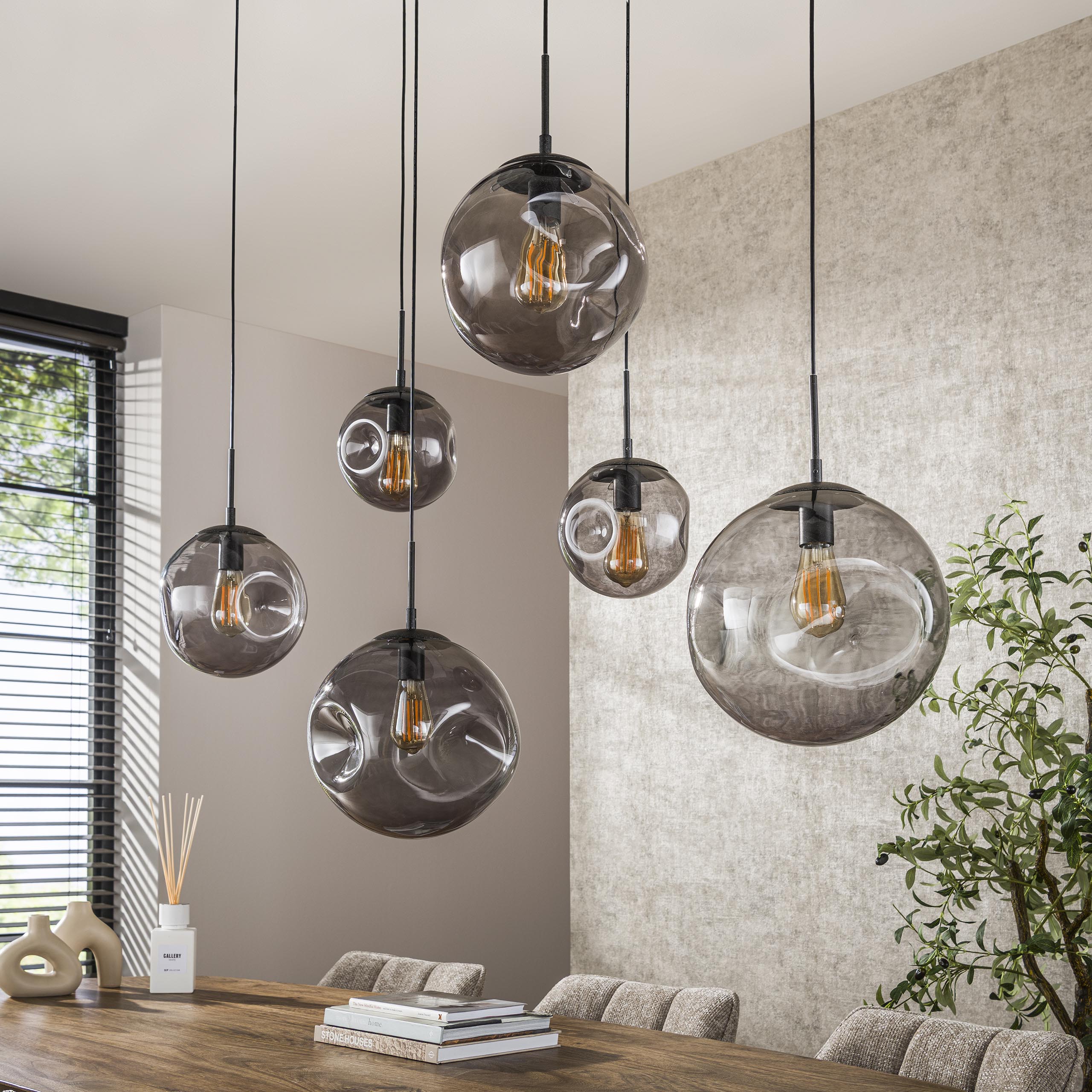 Hanglamp Stellar Black | 6-Lichts | Artic zwart