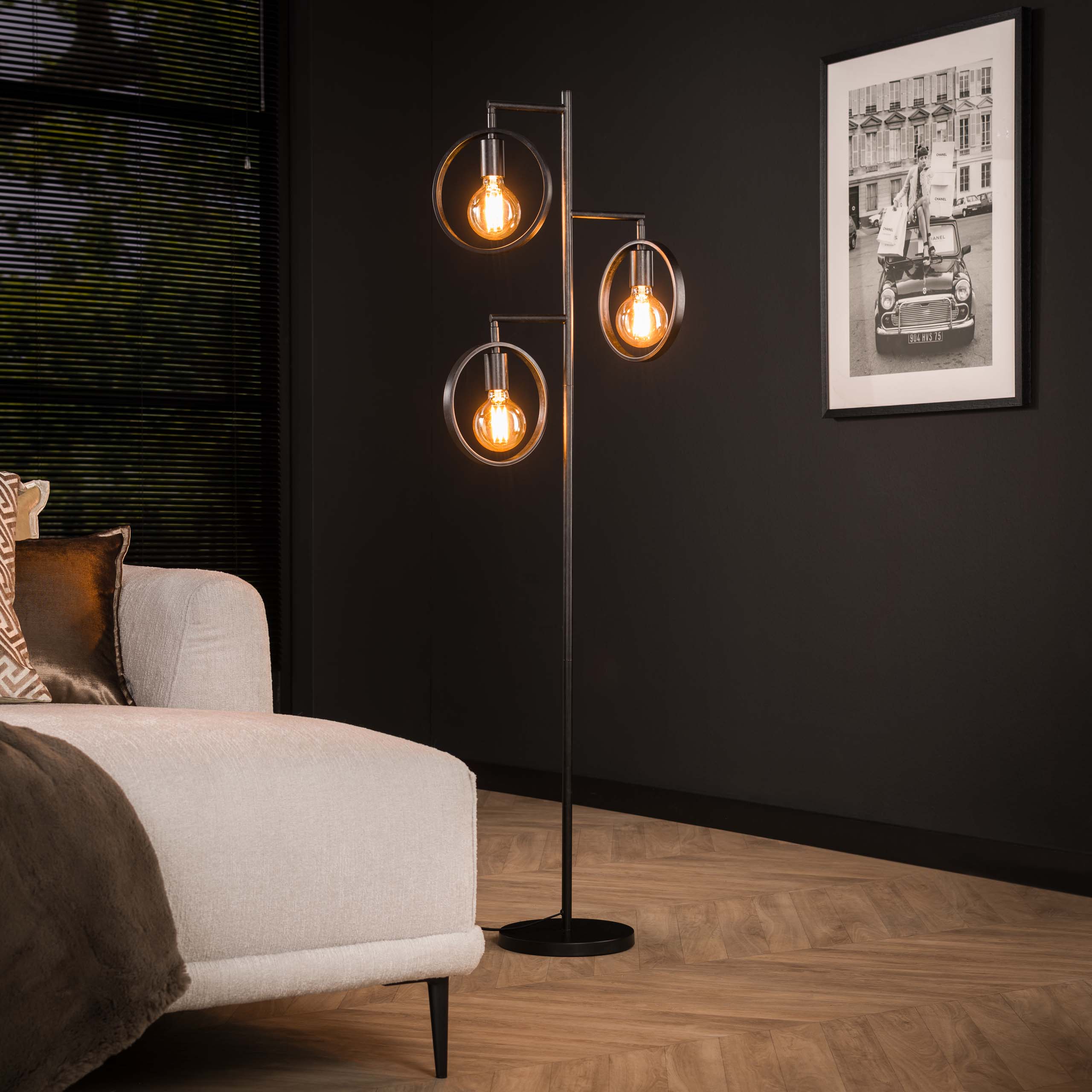 Vloerlamp Ring | 3-Lichts | Charcoal