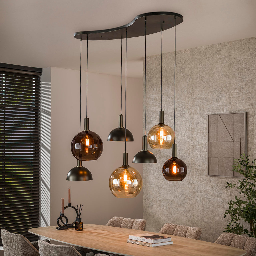 Hanglamp Cluster | 4+3-Lichts | Sienna bruin