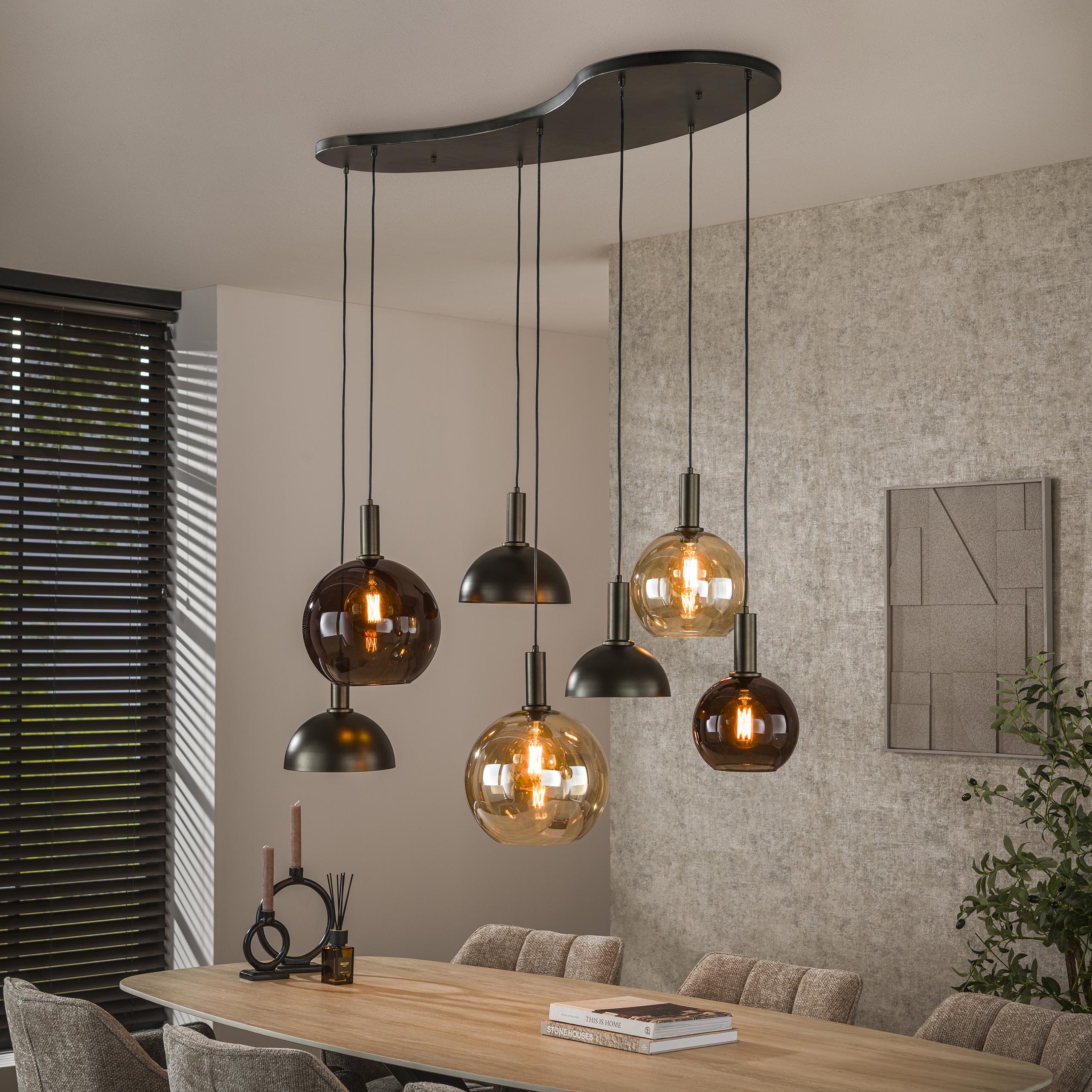 Hanglamp Cluster | 4+3-Lichts | Sienna bruin