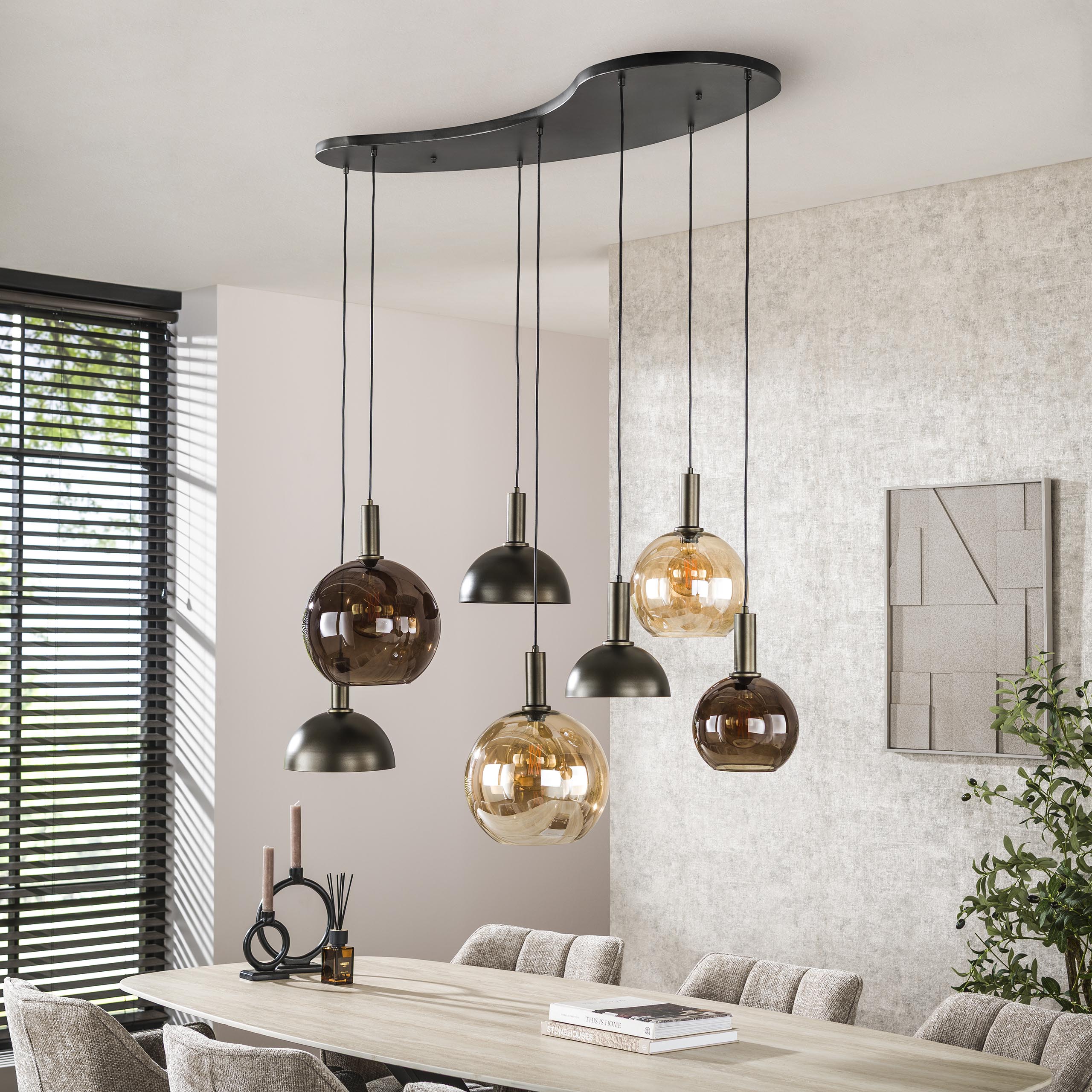 Hanglamp Cluster | 4+3-Lichts | Sienna bruin