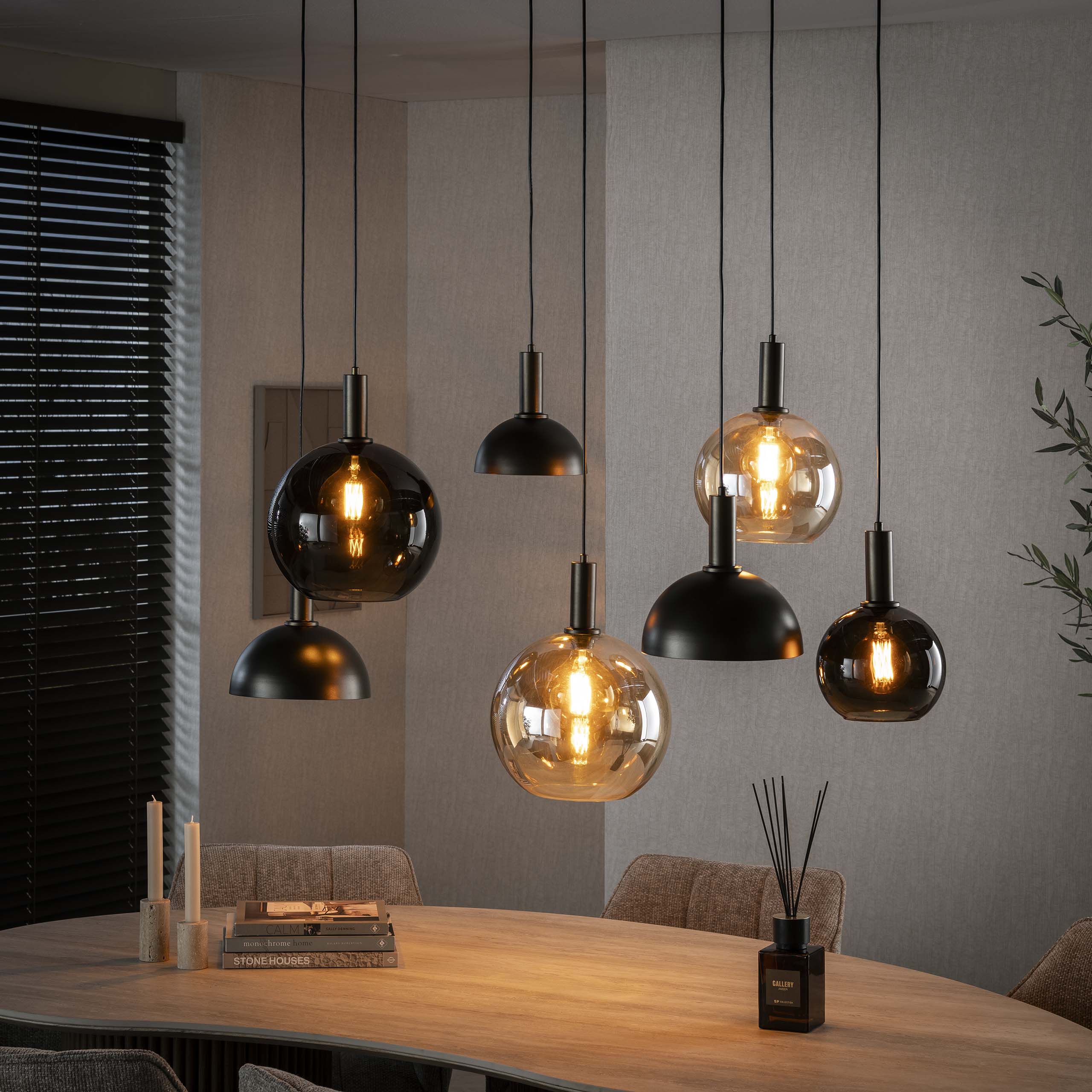 Hanglamp Cluster | 4+3-Lichts | Sienna bruin