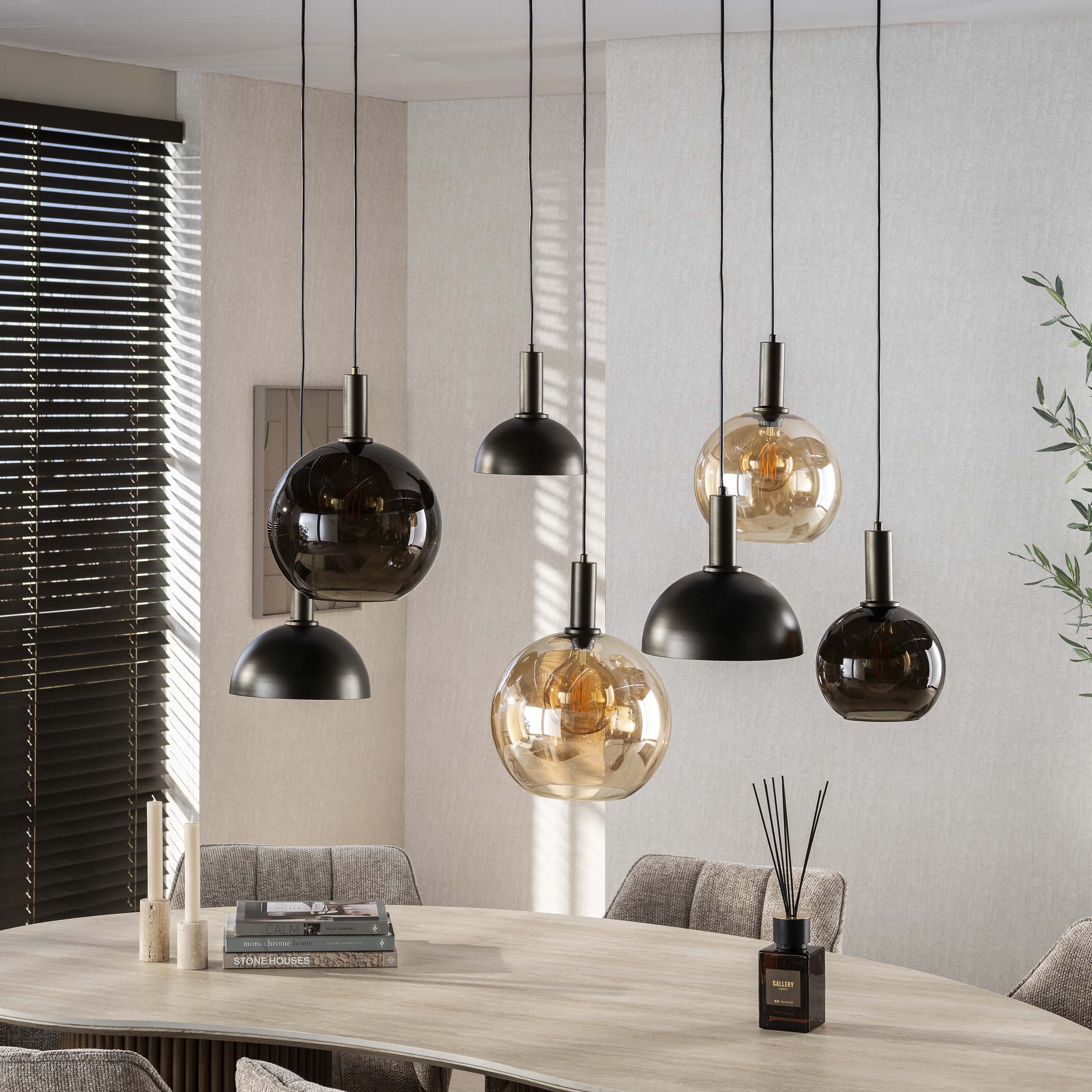 Hanglamp Cluster | 4+3-Lichts | Sienna bruin
