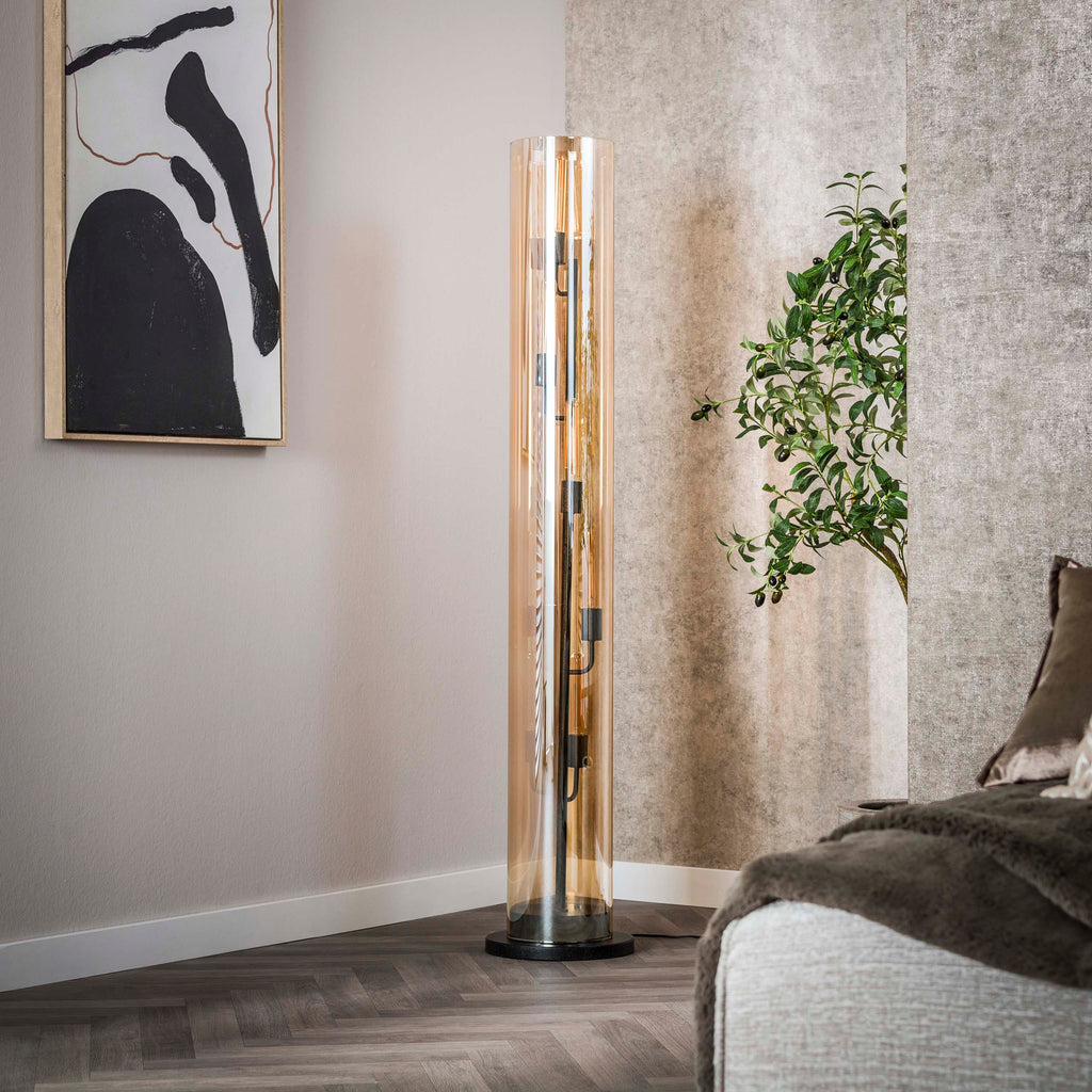 Vloerlamp Tube Glass | 5-Lichts | Artic zwart