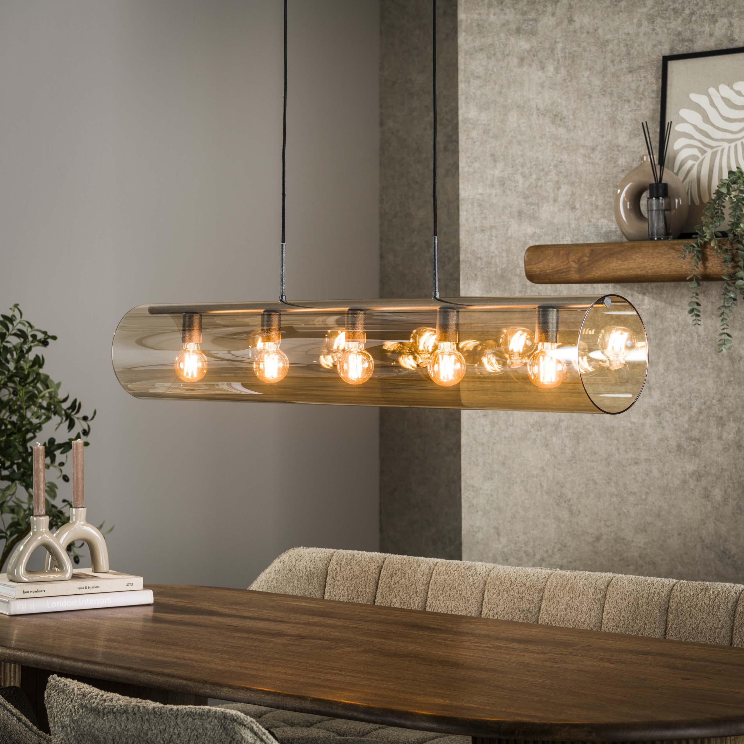 Hanglamp Tube Glass | 5-Lichts | Artic zwart