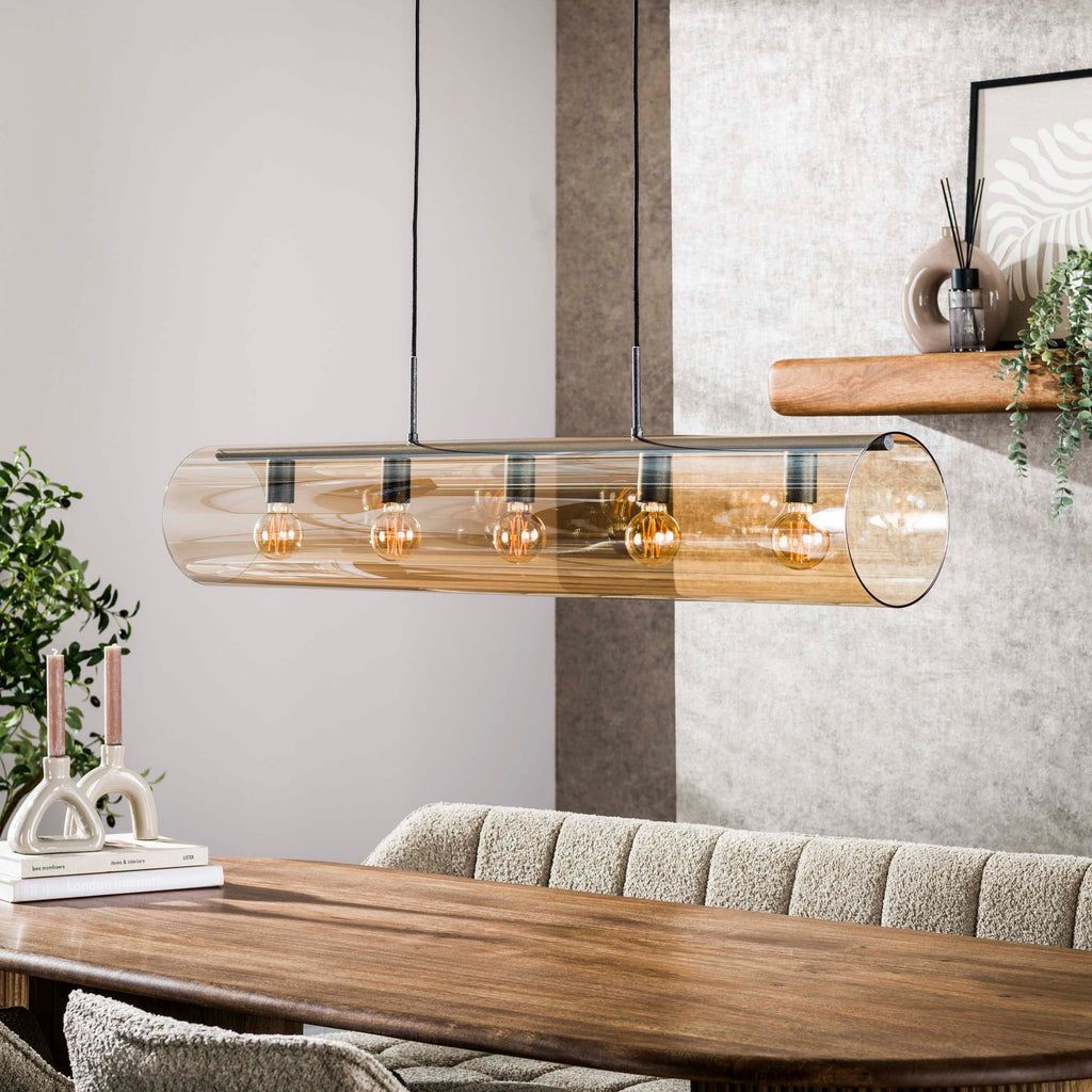 Hanglamp Tube Glass | 5-Lichts | Artic zwart