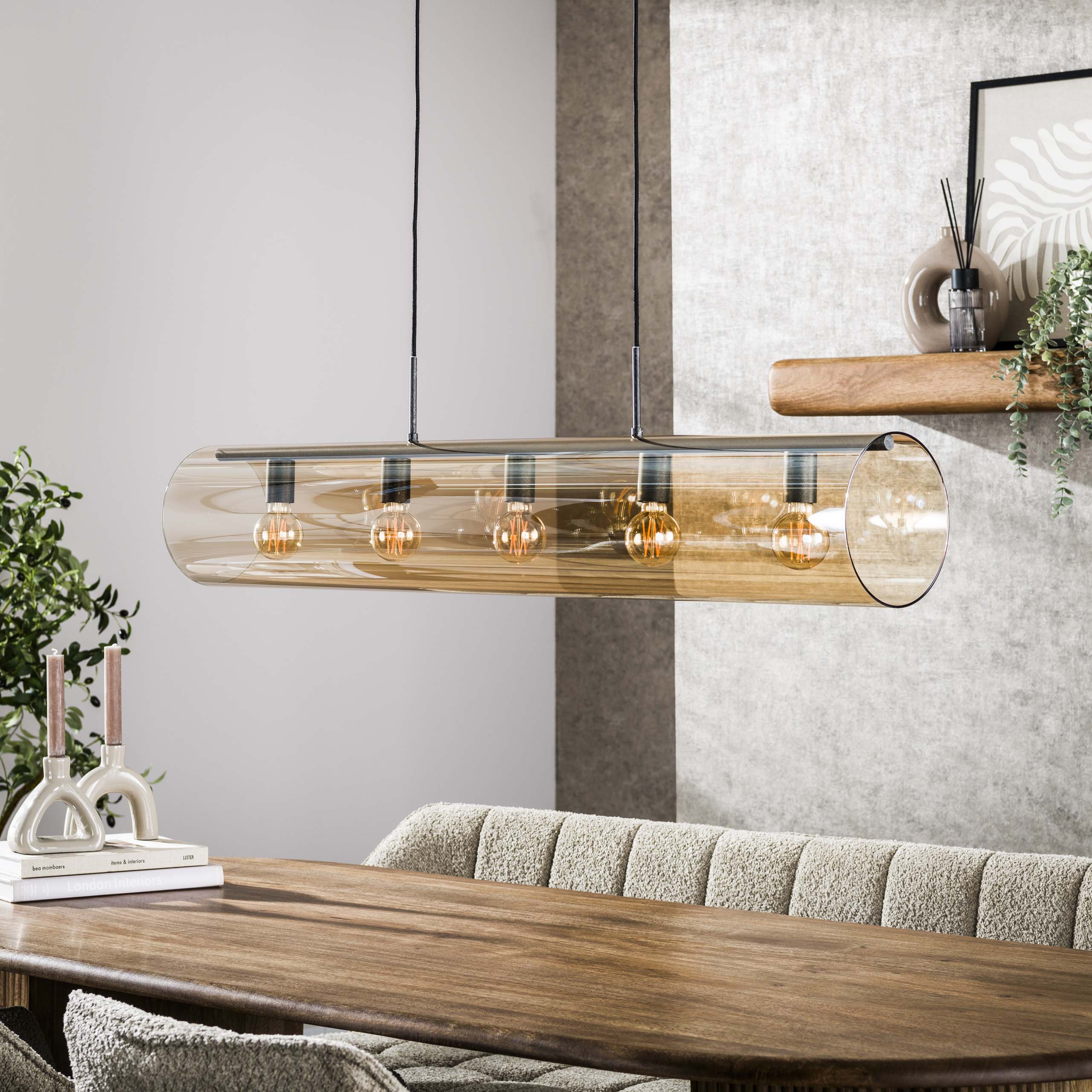 Hanglamp Tube Glass | 5-Lichts | Artic zwart