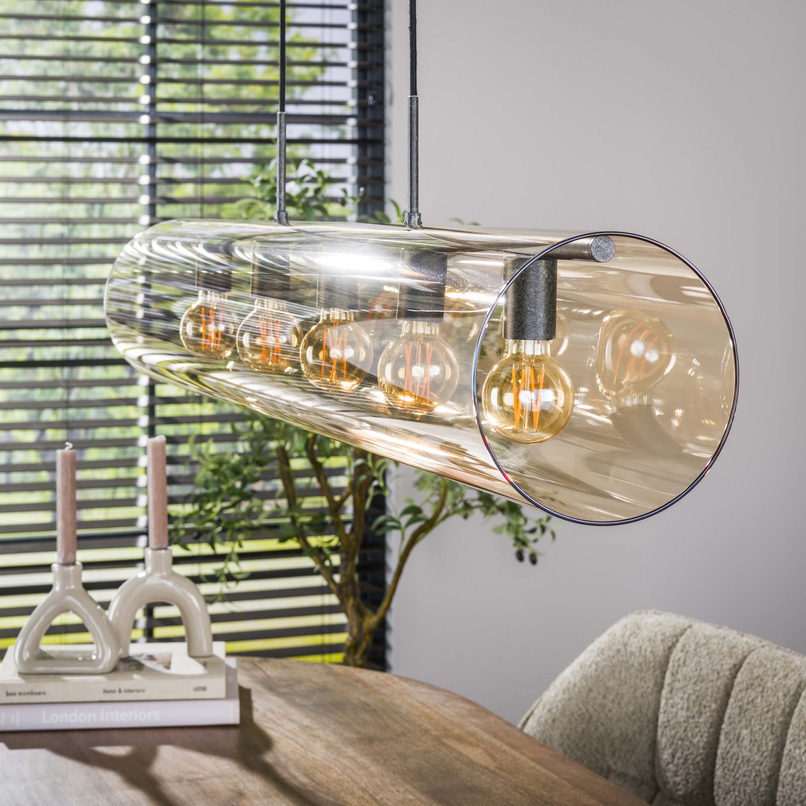 Hanglamp Tube Glass | 5-Lichts | Artic zwart