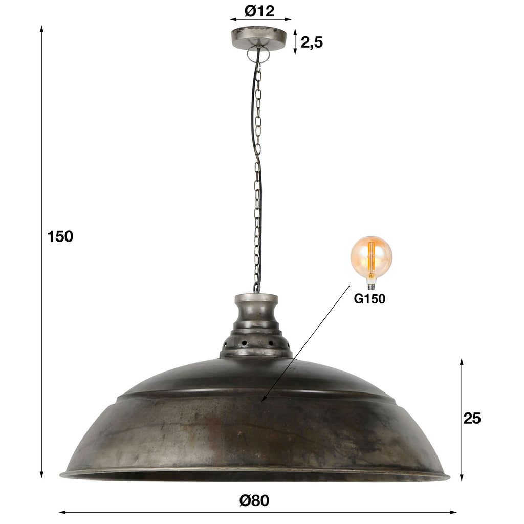 Hanglamp Industry | 1-Lichts | Ø80cm Oud zilver