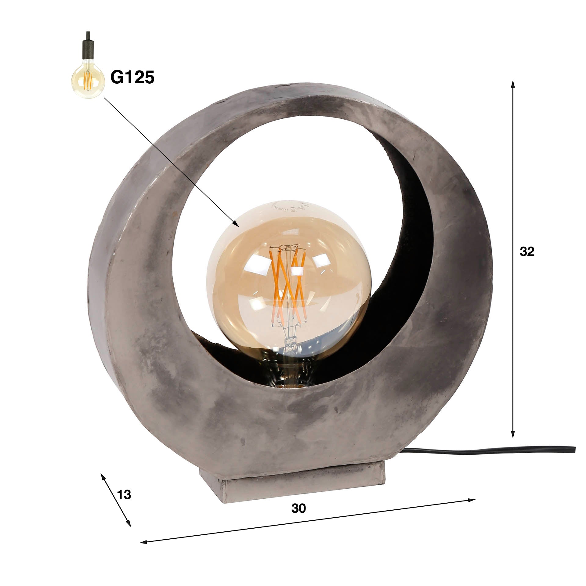 Tafellamp Full Moon | 1-Lichts | Oud zilver