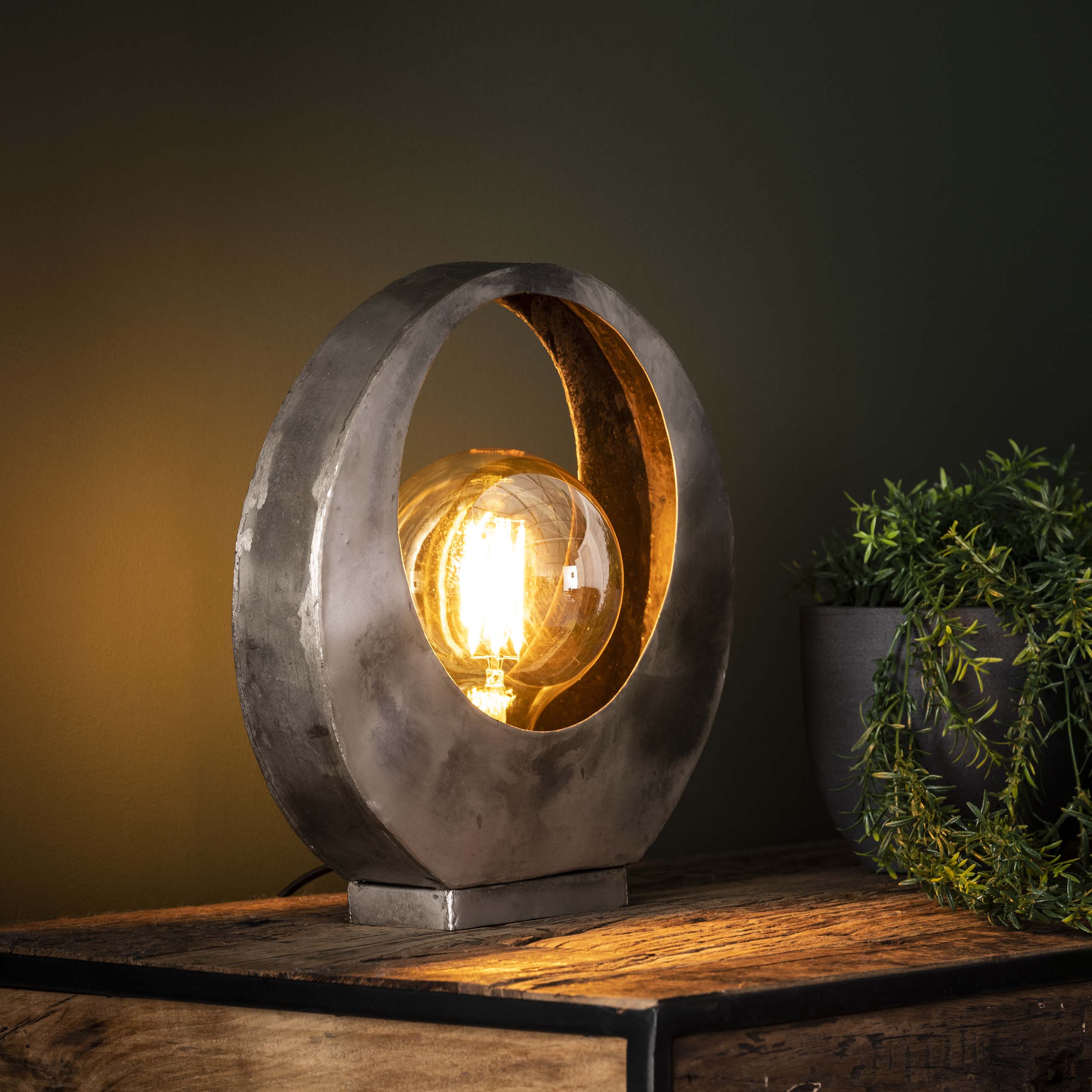 Tafellamp Full Moon | 1-Lichts | Oud zilver