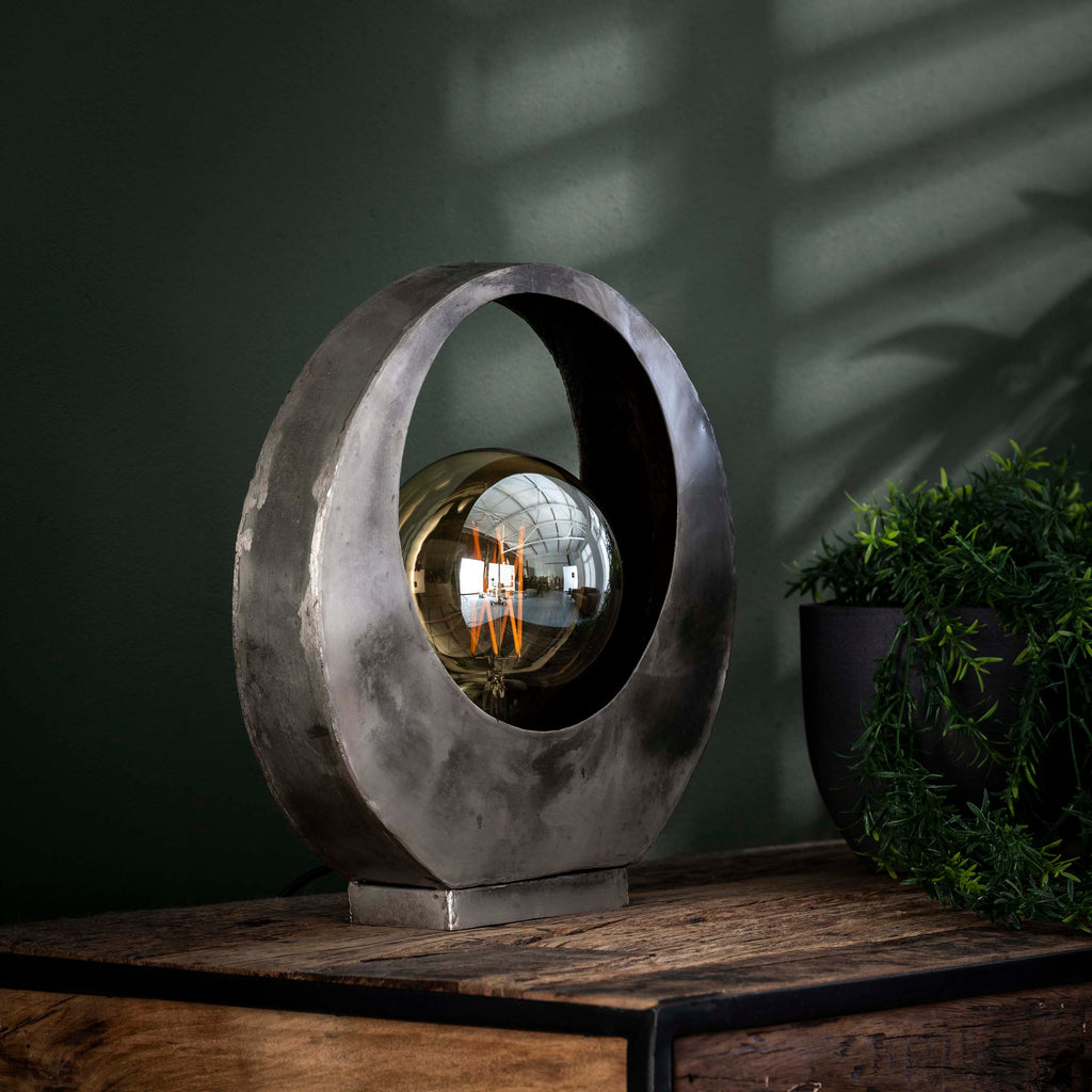 Tafellamp Full Moon | 1-Lichts | Oud zilver