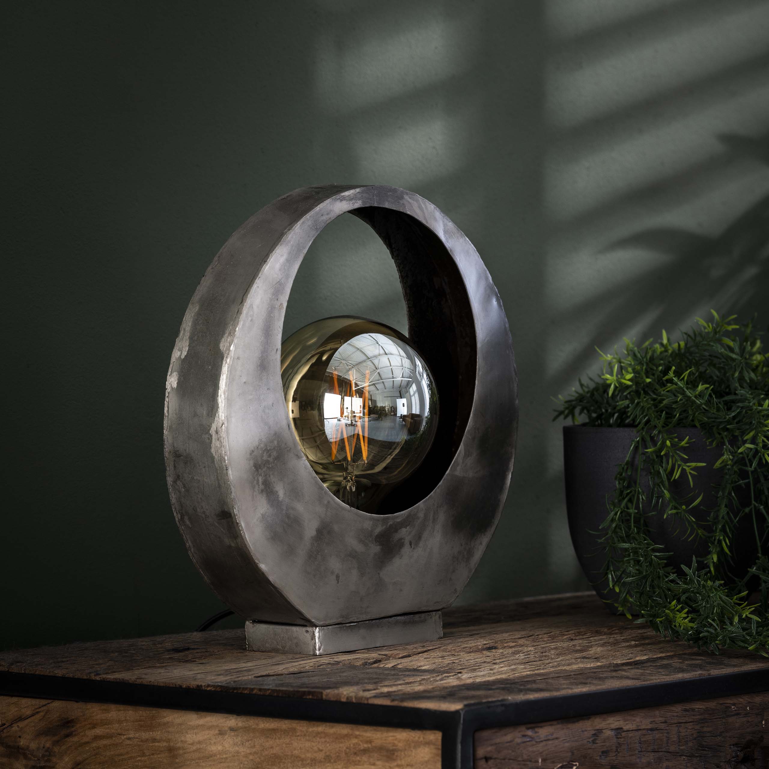 Tafellamp Full Moon | 1-Lichts | Oud zilver