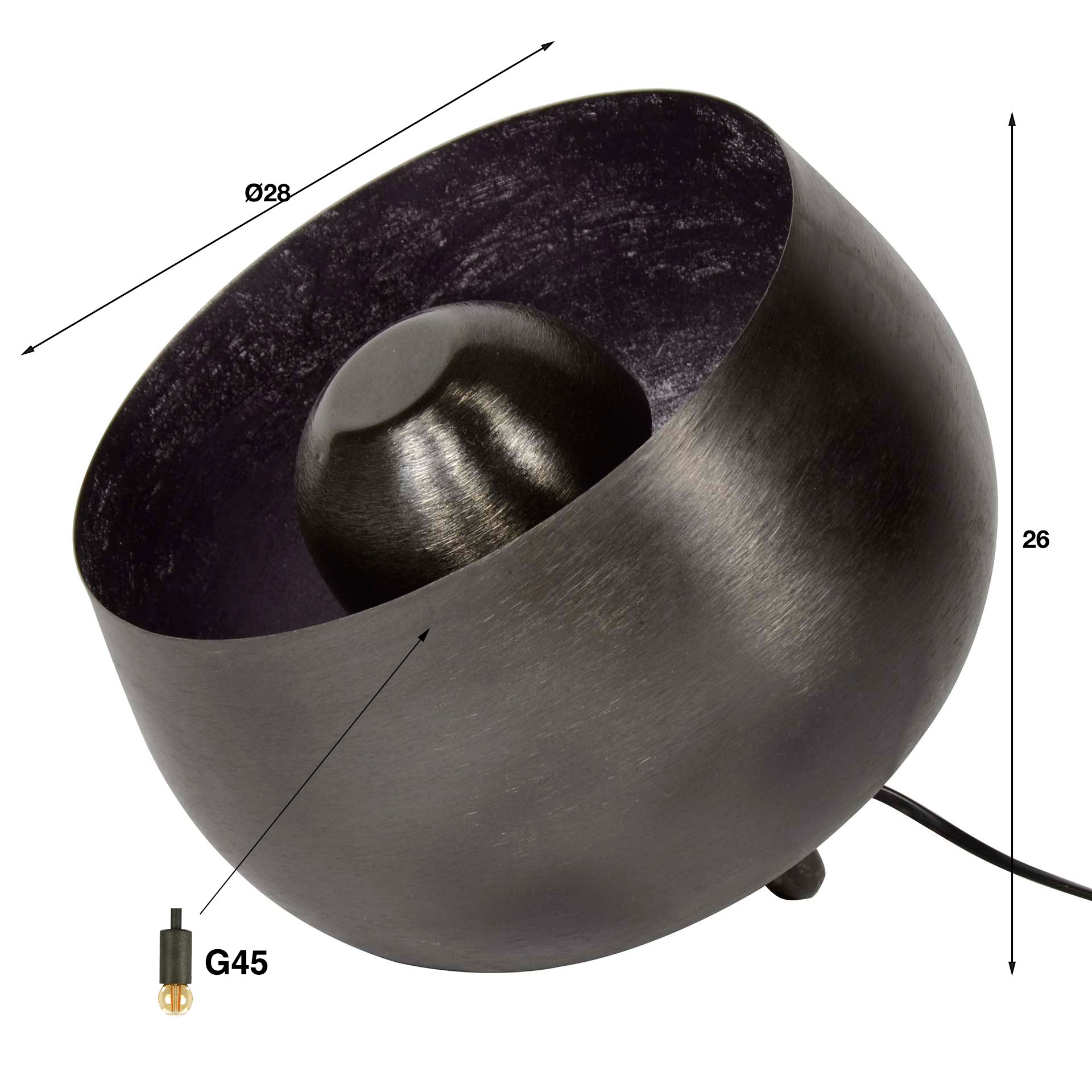 Tafellamp Basket | 1-Lichts | Zwart nikkel