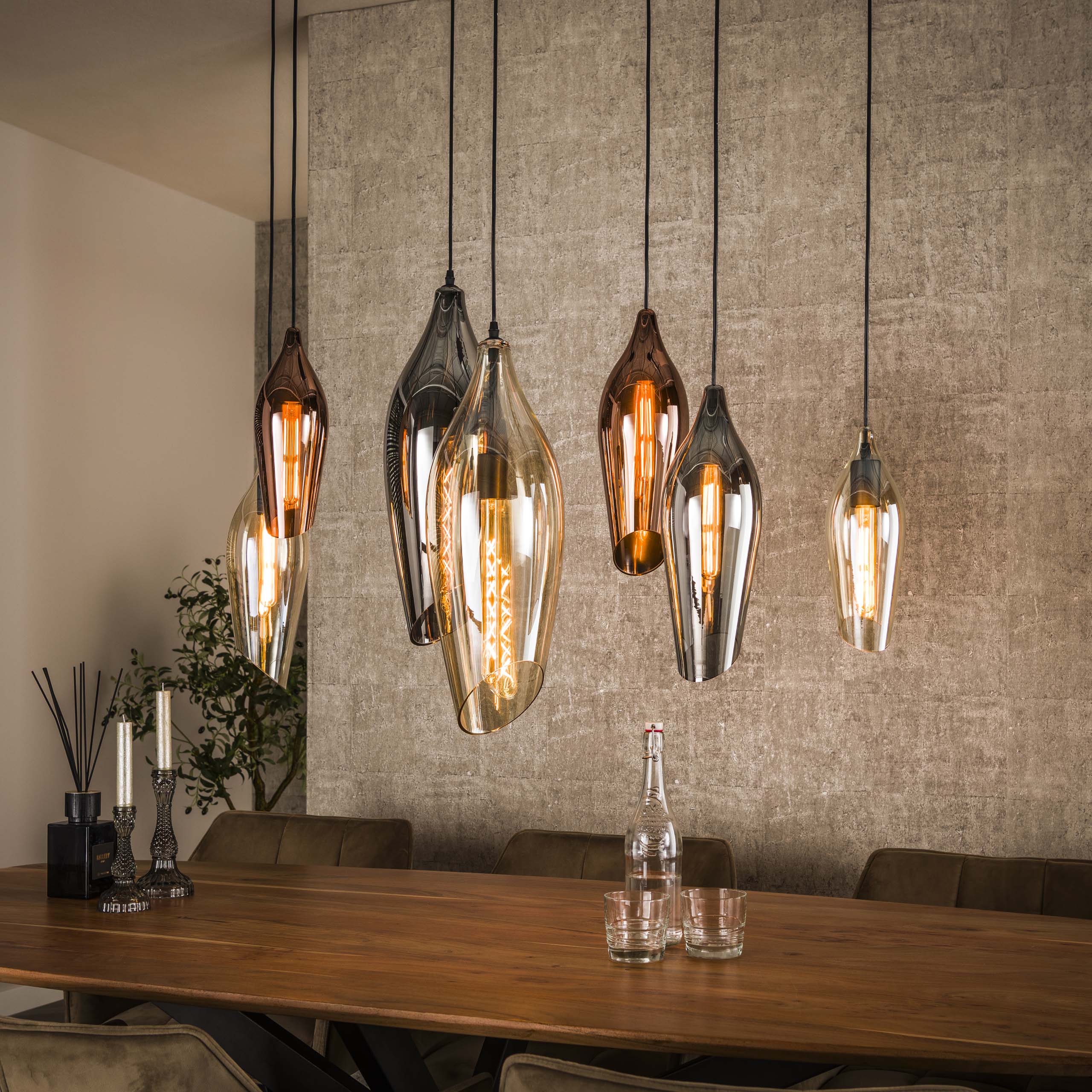 Hanglamp Cocoon | 4+3-Lichts | Zwart