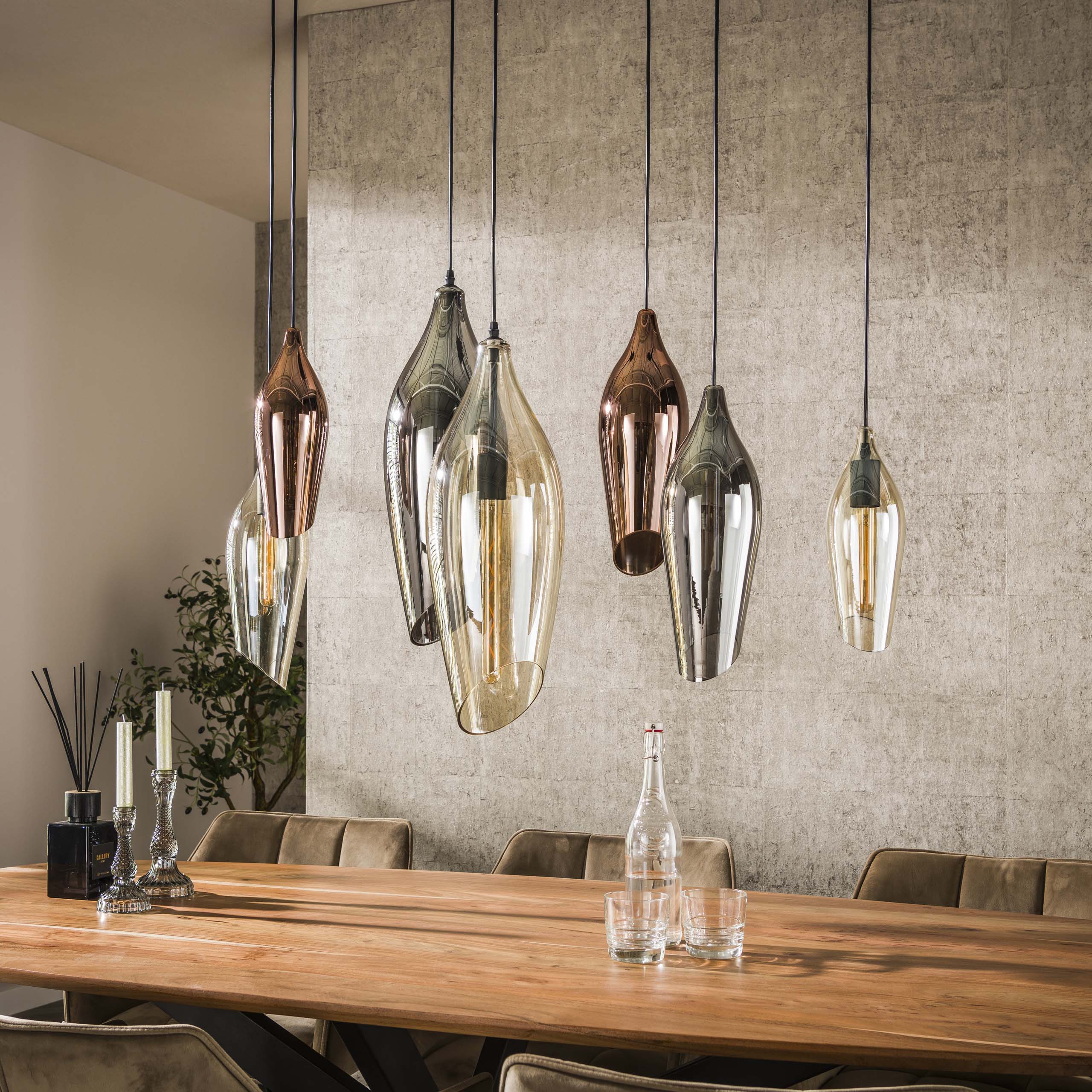 Hanglamp Cocoon | 4+3-Lichts | Zwart