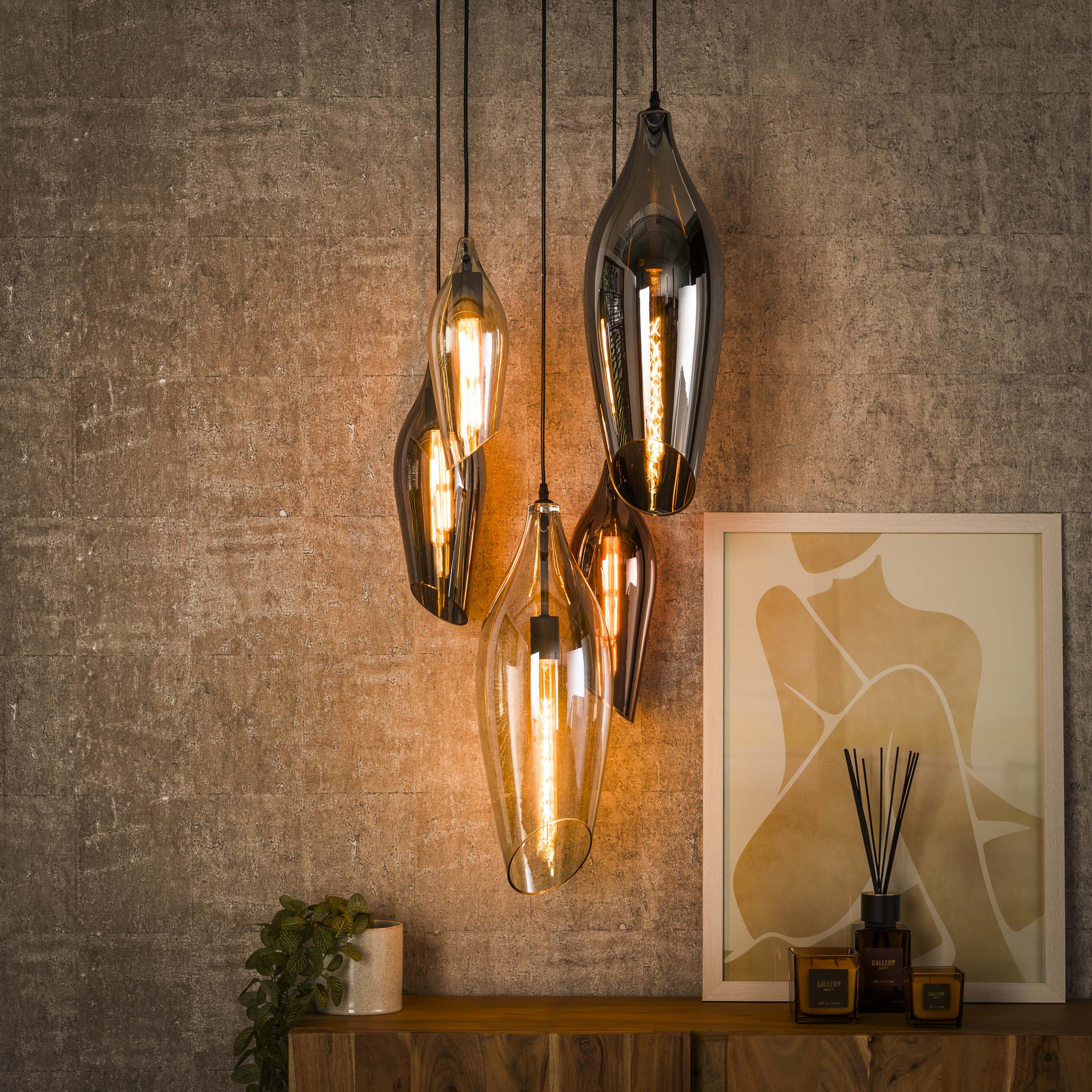 Hanglamp Cocoon | 5-Lichts | Getrapt | Zwart