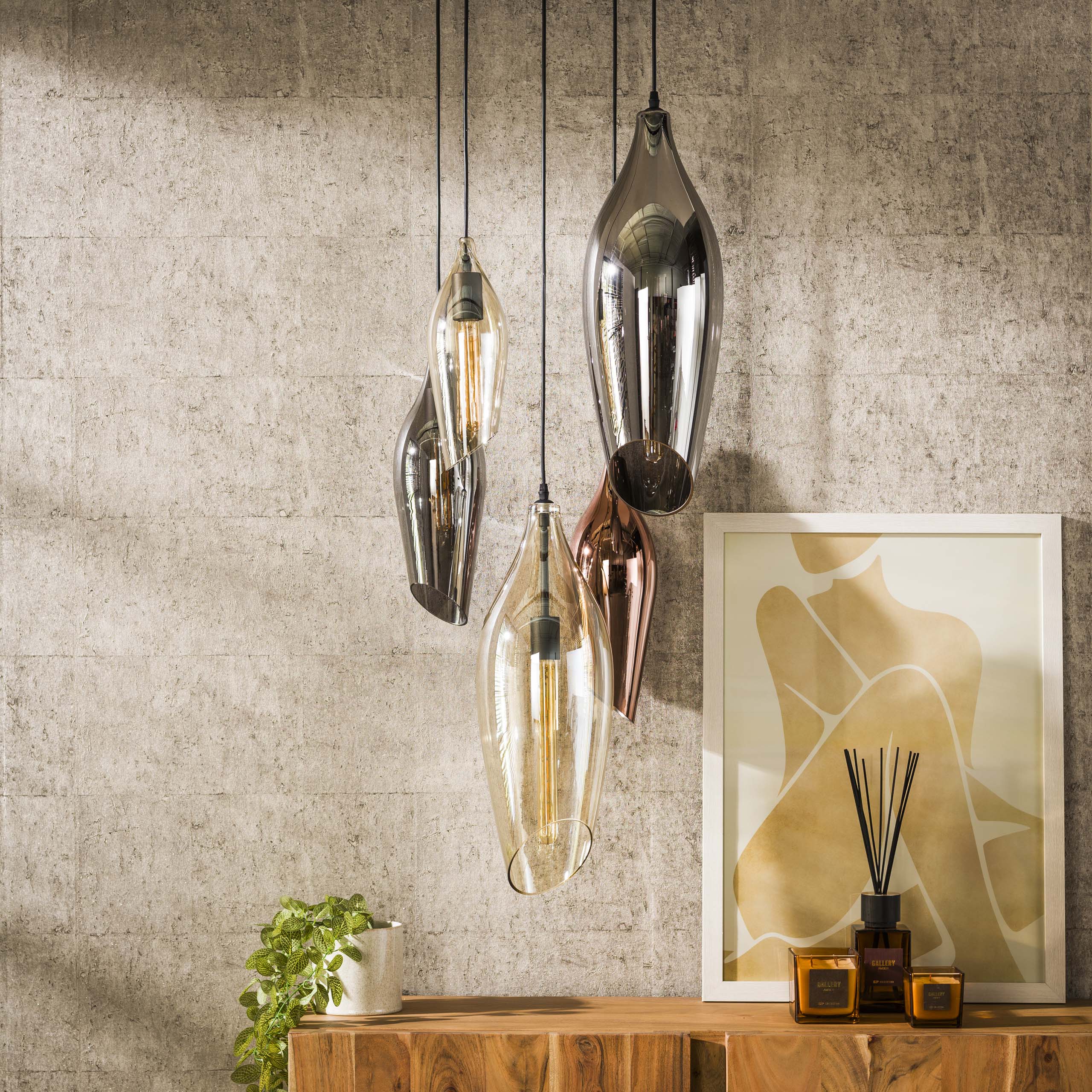 Hanglamp Cocoon | 5-Lichts | Getrapt | Zwart