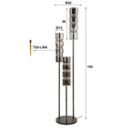 Vloerlamp Cylinder Glass | 3-Lichts | Artic zwart