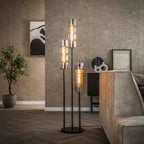 Vloerlamp Cylinder Glass | 3-Lichts | Artic zwart