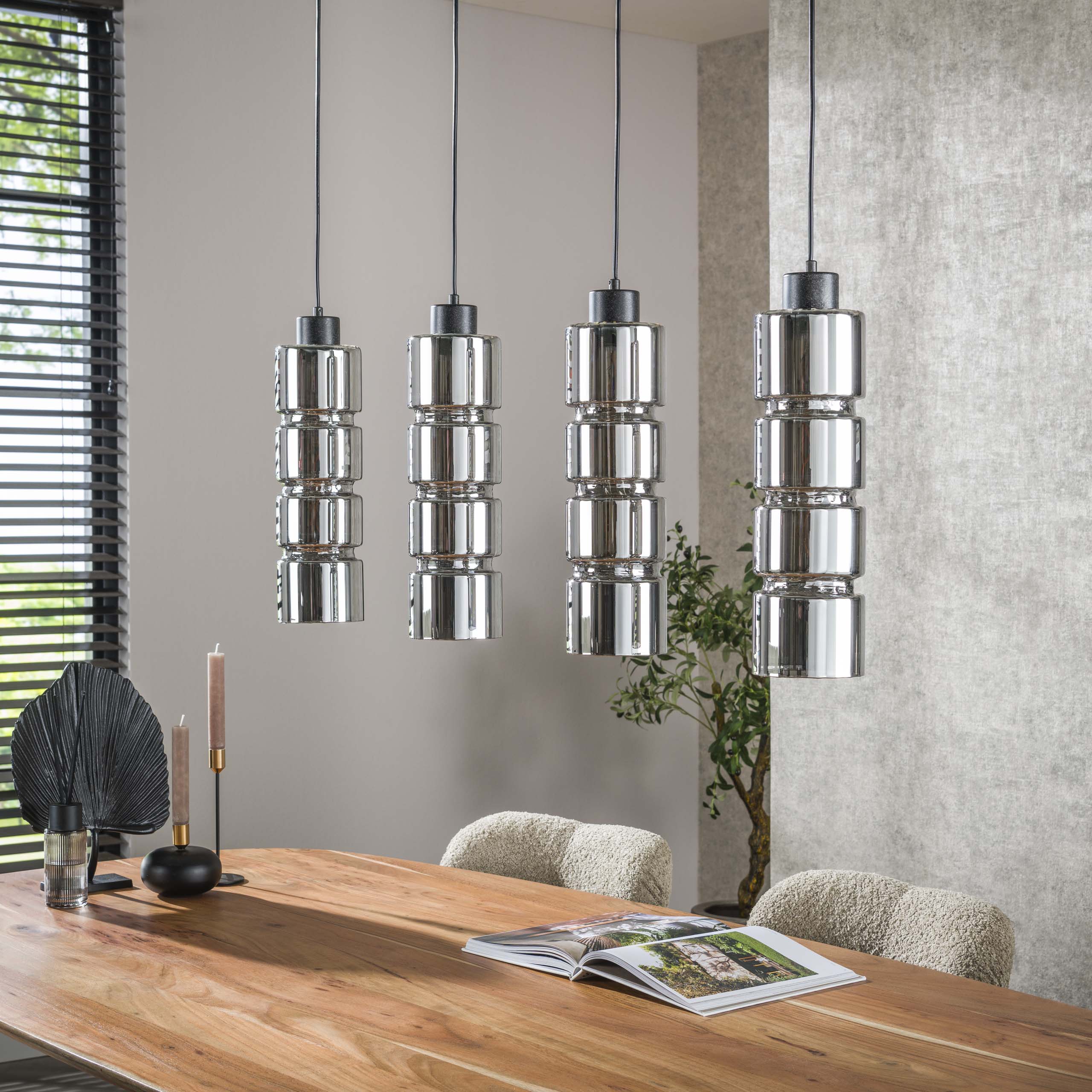 Hanglamp Cylinder Glass | 4-Lichts | Artic zwart