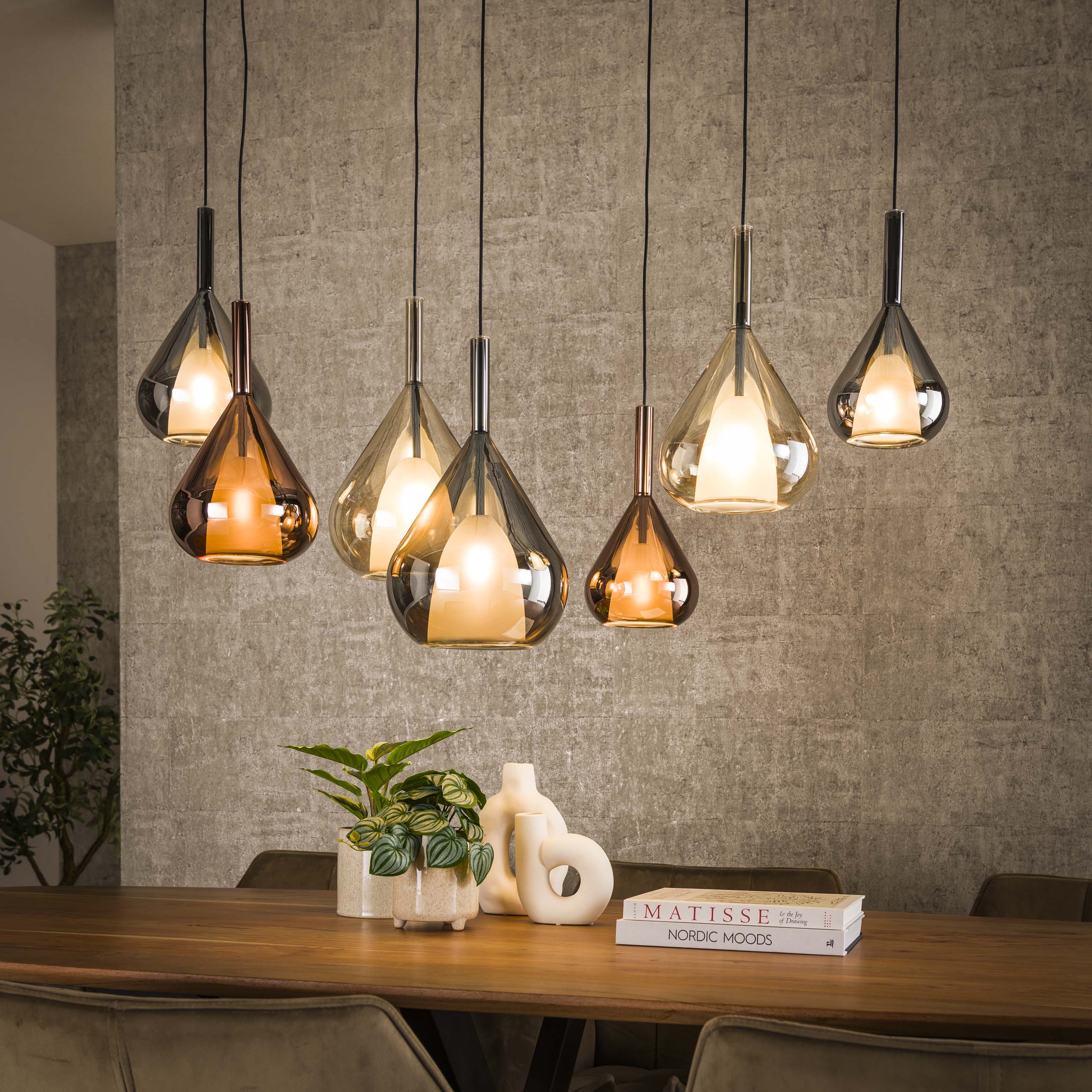 Hanglamp Wings | 4+3-Lichts | Zwart