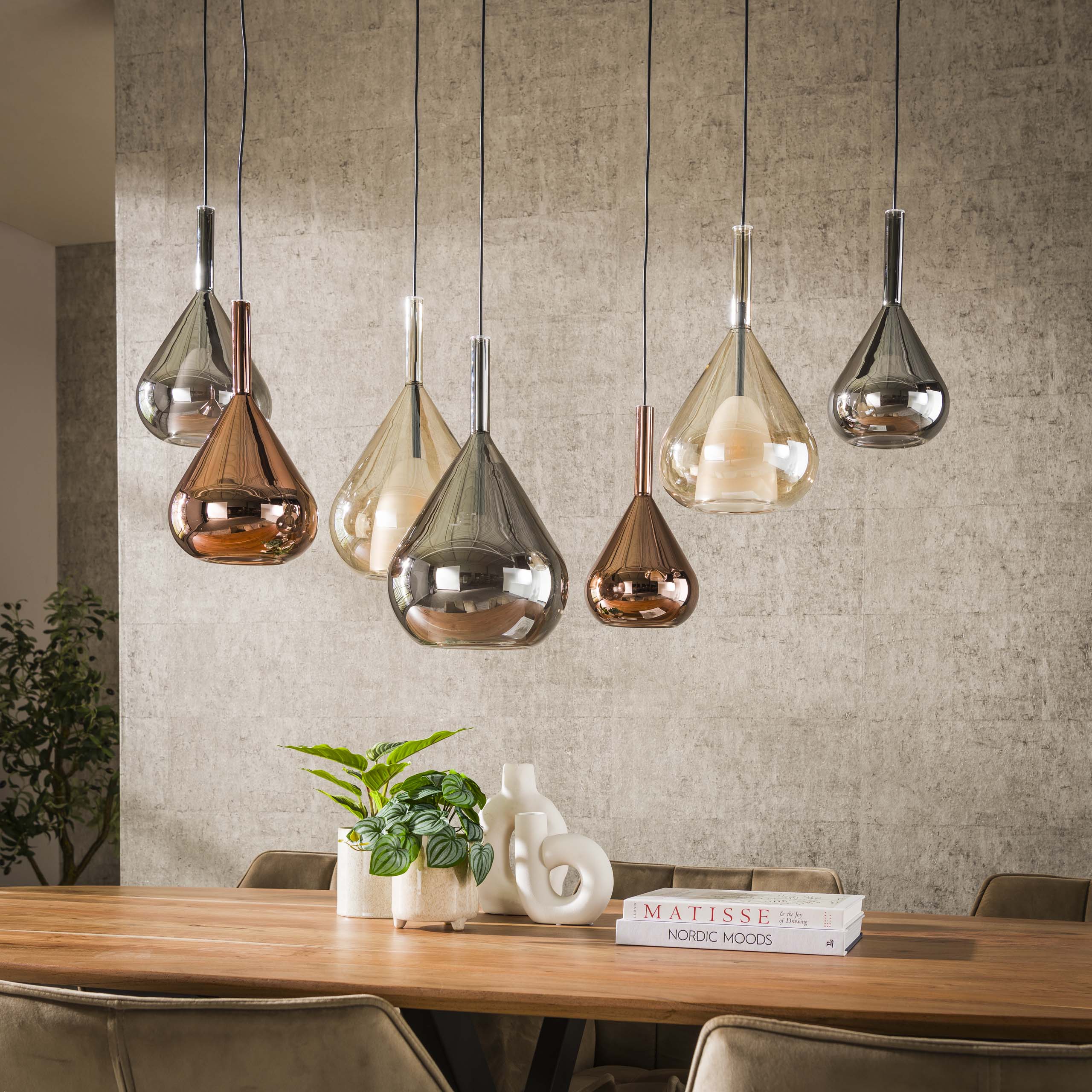 Hanglamp Wings | 4+3-Lichts | Zwart
