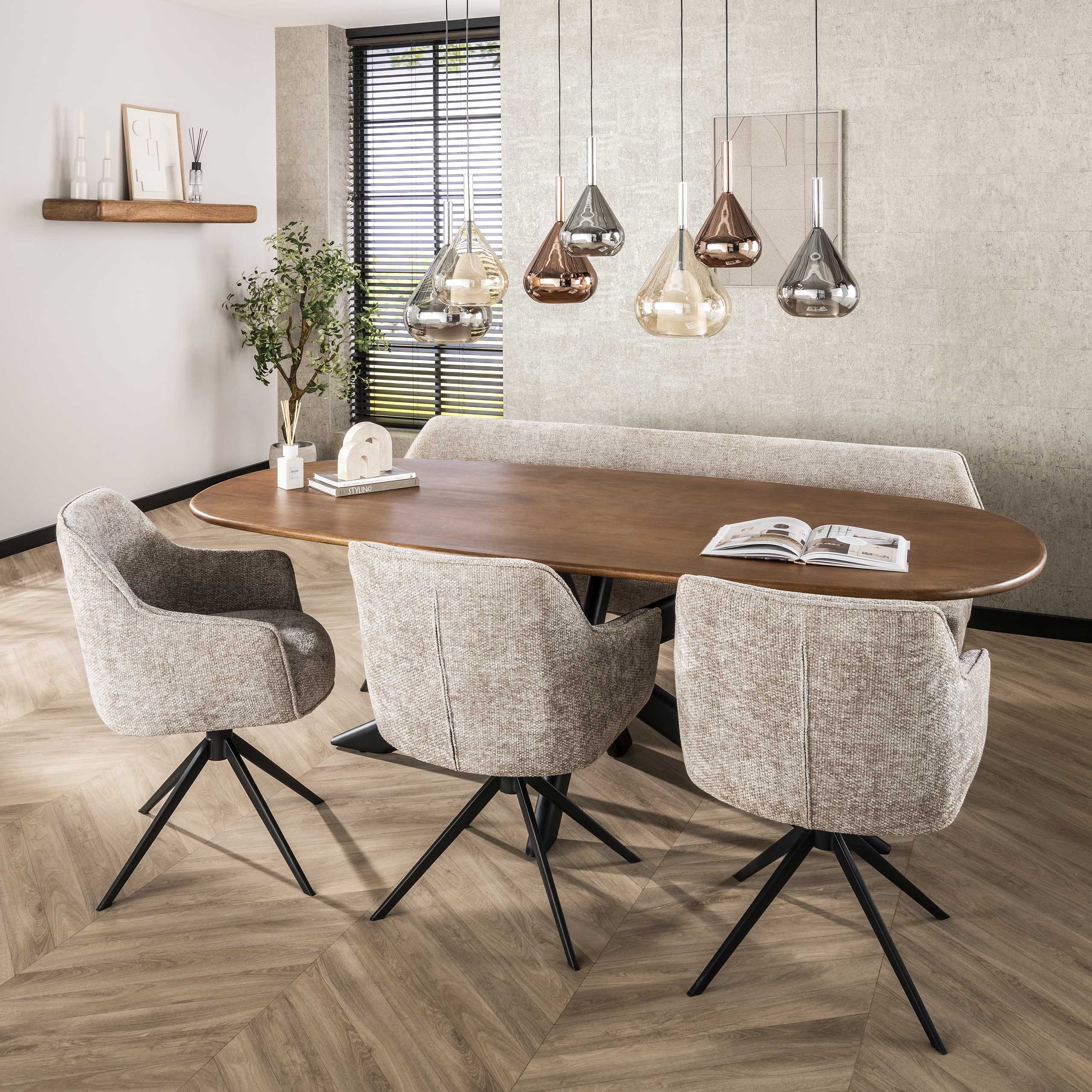 Hanglamp Wings | 4+3-Lichts | Zwart