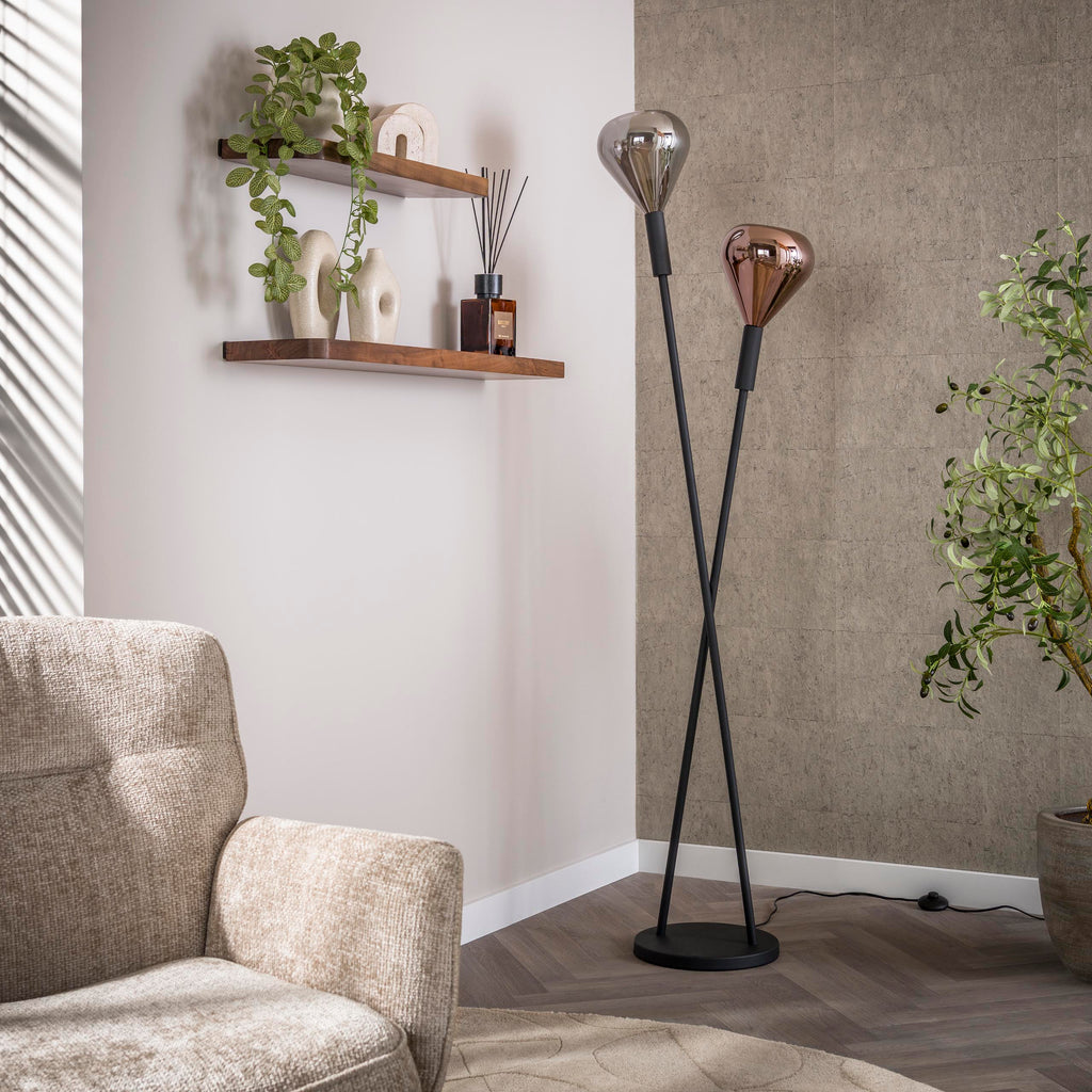 Vloerlamp Wings 2-lichts | Zwart