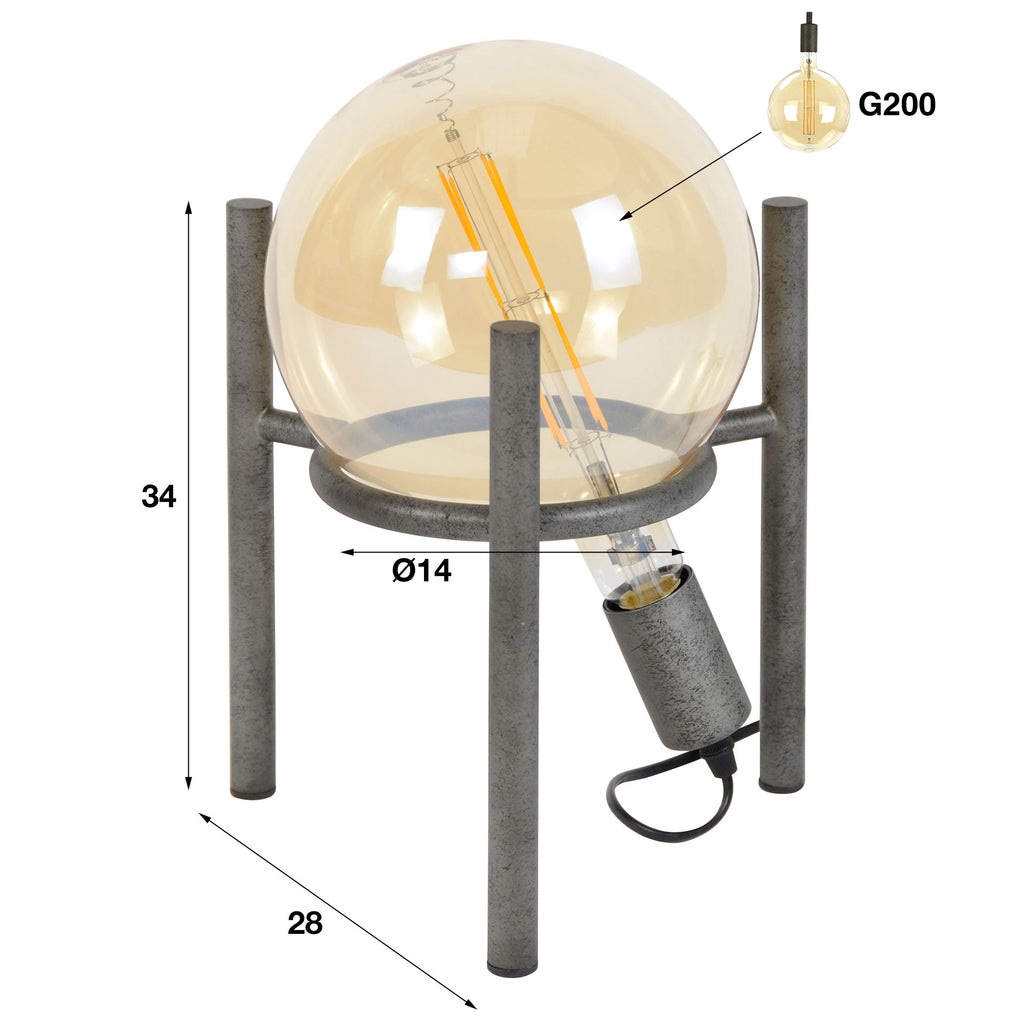 Tafellamp Saturn Ø20cm | 1-Lichts | Oud zilver