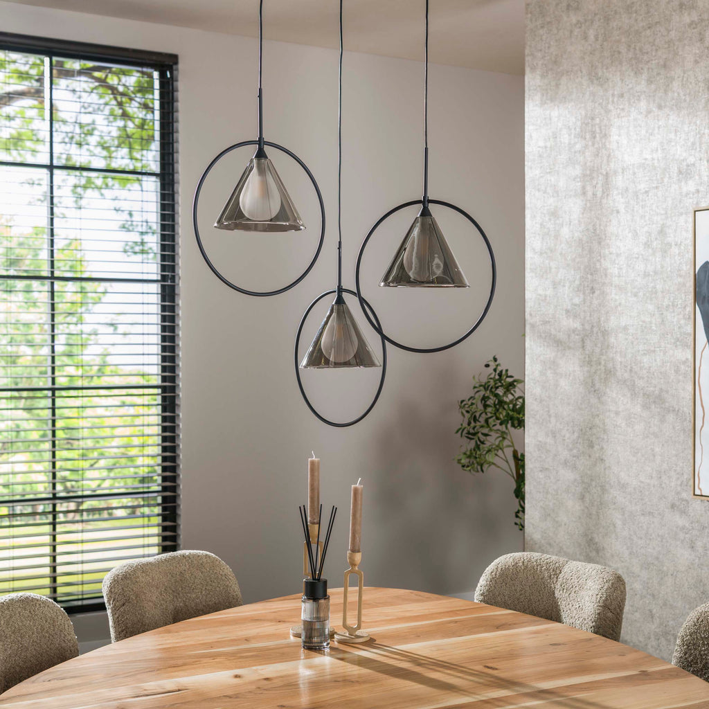Hanglamp Conic | Getrapt | 3-Lichts | Smoke grey glas