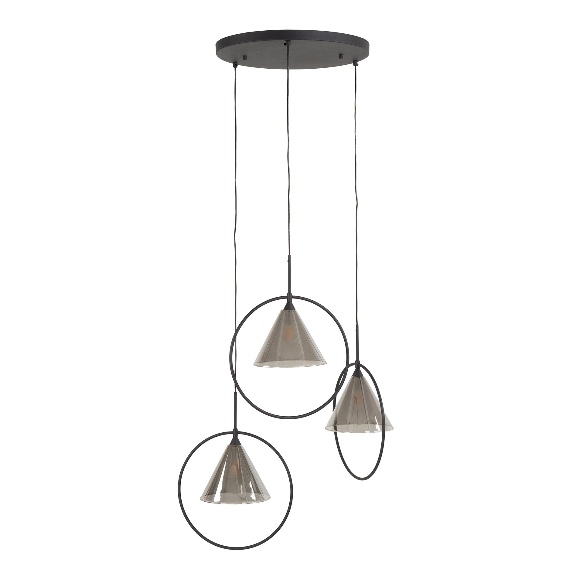 Hanglamp Conic | Getrapt | 3-Lichts | Smoke grey glas