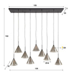 Hanglamp Conic | 5+4-Lichts | Smoke Grey Glas