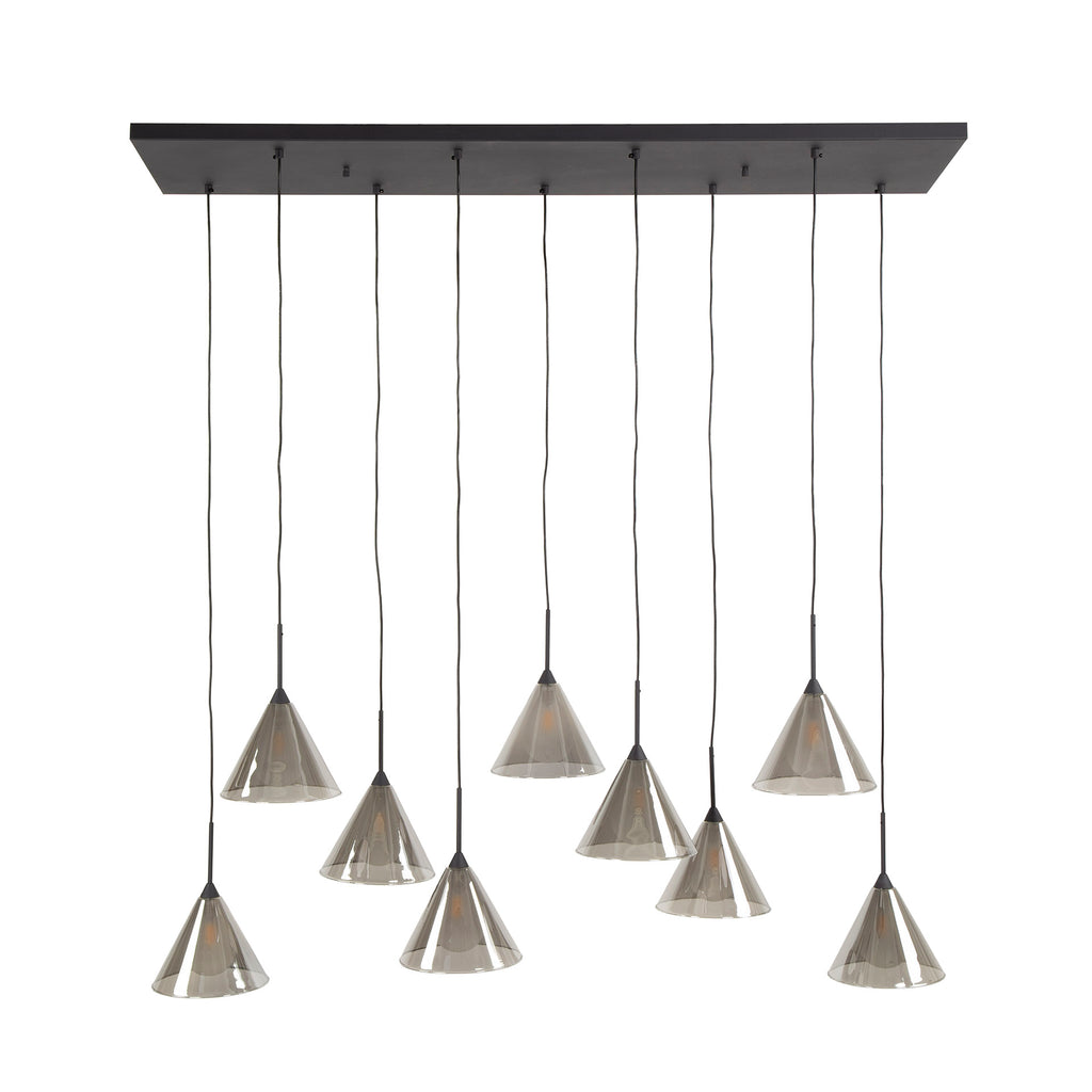 Hanglamp Conic | 5+4-Lichts | Smoke Grey Glas